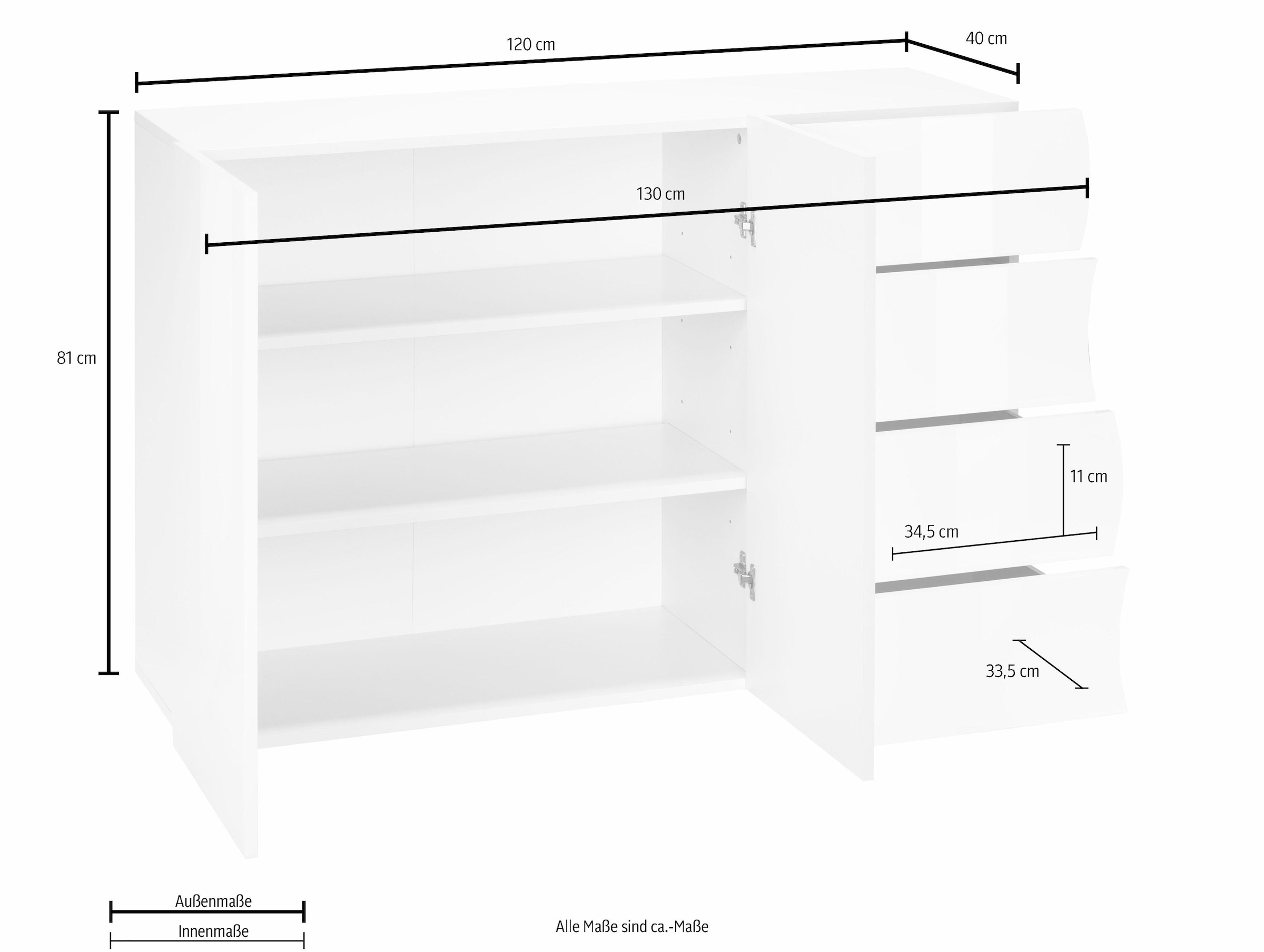 Home affaire Kommode »Onda« Breite 130 cm