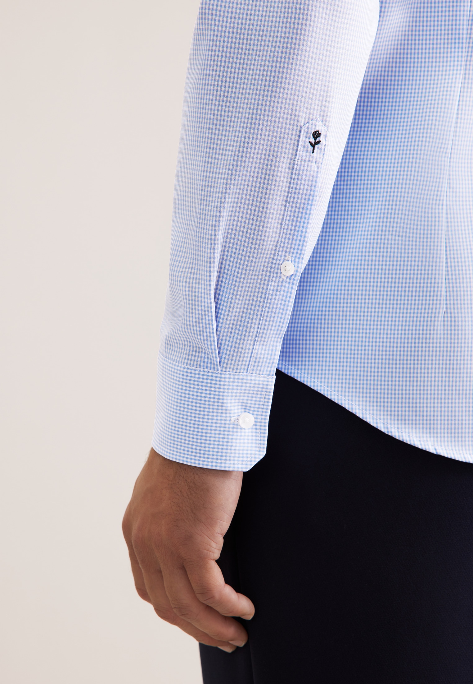 seidensticker Chemise d'affaires »Schwarze Rose« Slim 1/1 Kentkragen Karo