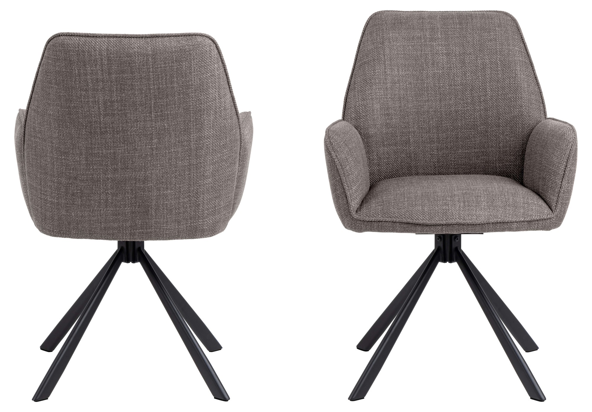 ACTONA GROUP Chaise de salle à manger »Glenda 2er-Set, 360° drehbar, mit Armlehnen, in mehreren Farben« () rembourré, avec accoudoir, pieds en acier noir, pivotant, lot de 2