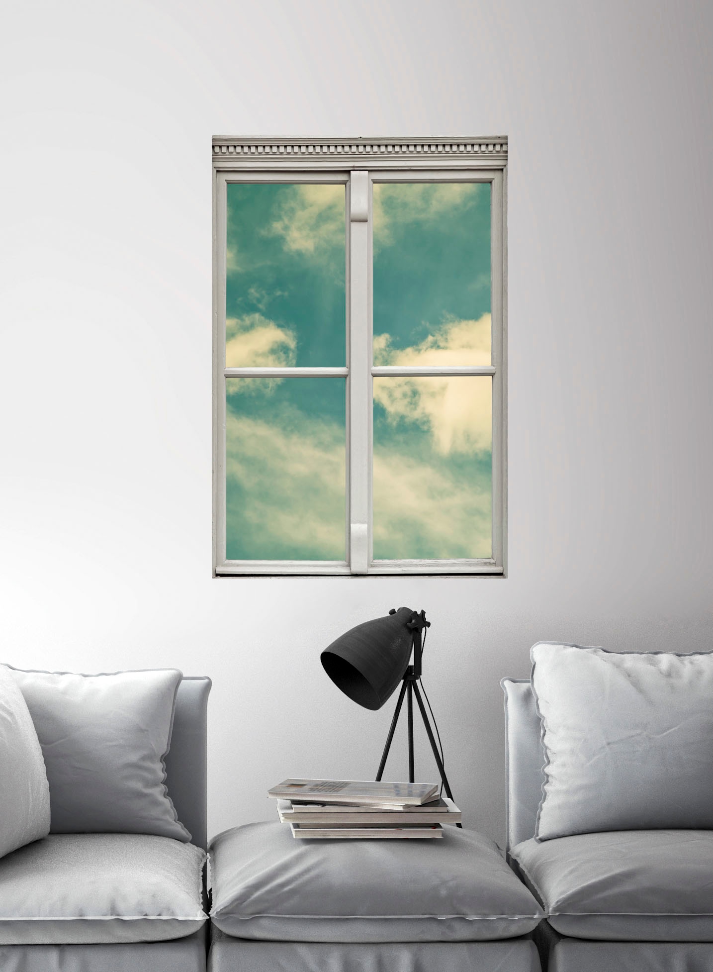 queence Autocollants muraux »Wolkenhimmel« Wandsticker, Wandbild, selbstklebend, 3D, Fenster