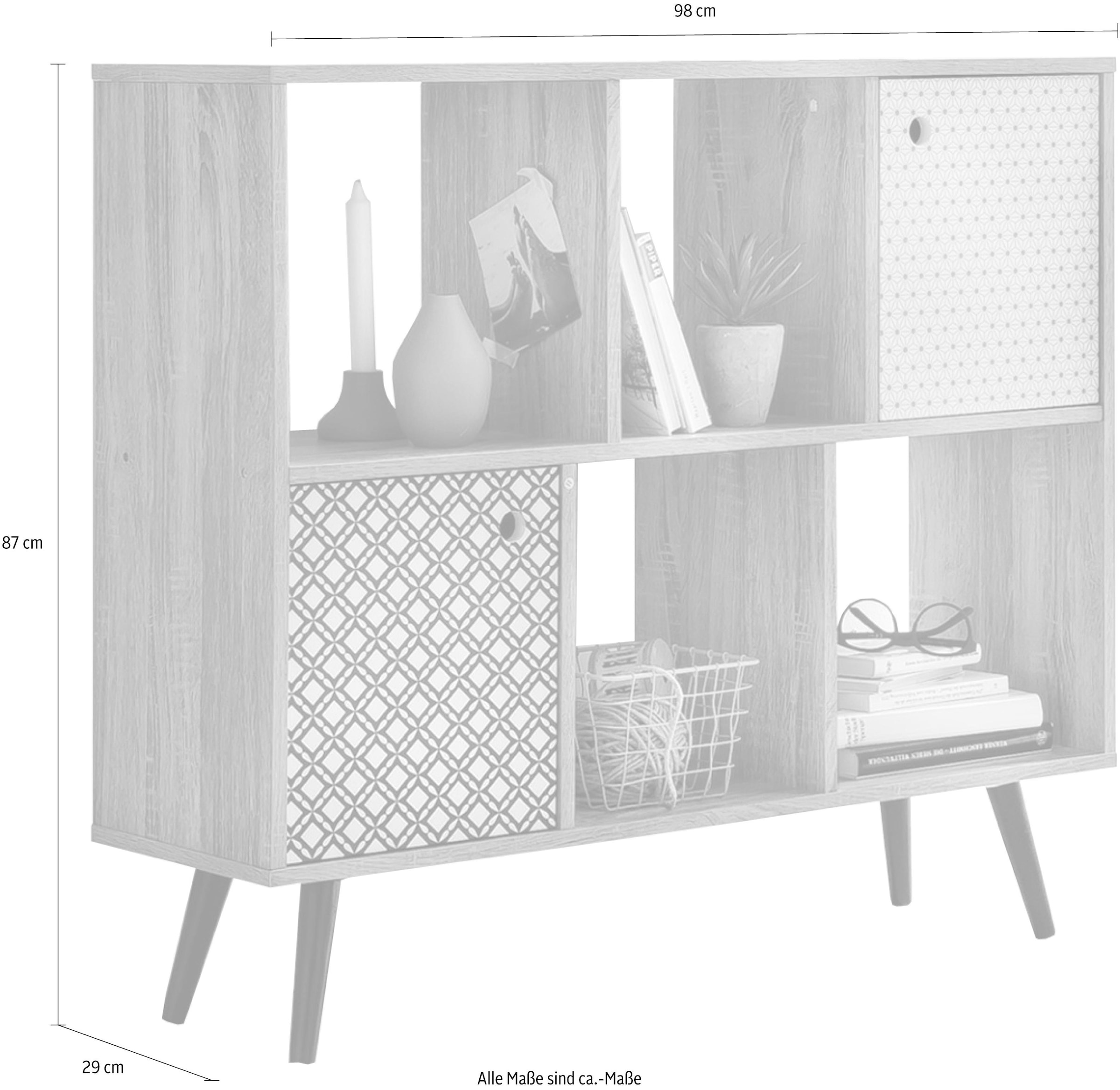 SIT Buffet »Ostuni mit 4 offenen Fächern und 2 Türen im Scandi-Look« façades sans poignées et pieds en métal dans un style scandinave moderne