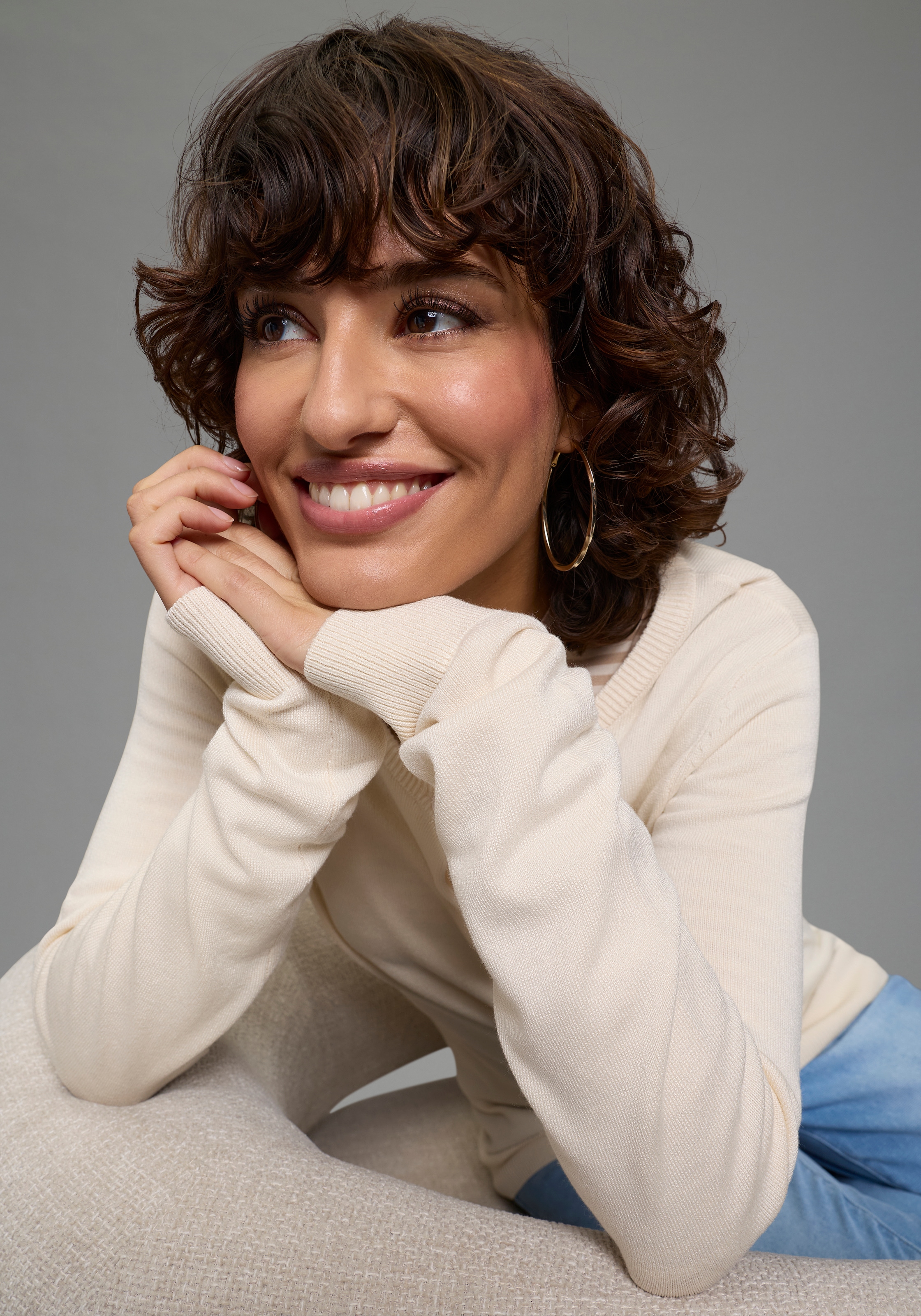 Laura Scott Veste en tricot leichte Übergangsstrickjacke aus Feinstrick