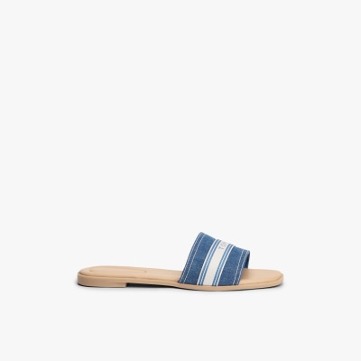 Tommy Hilfiger Pantolette »FLAT MULE WEBBING«  Chaussure d'été, ballerines avec garniture contrastée à la mode