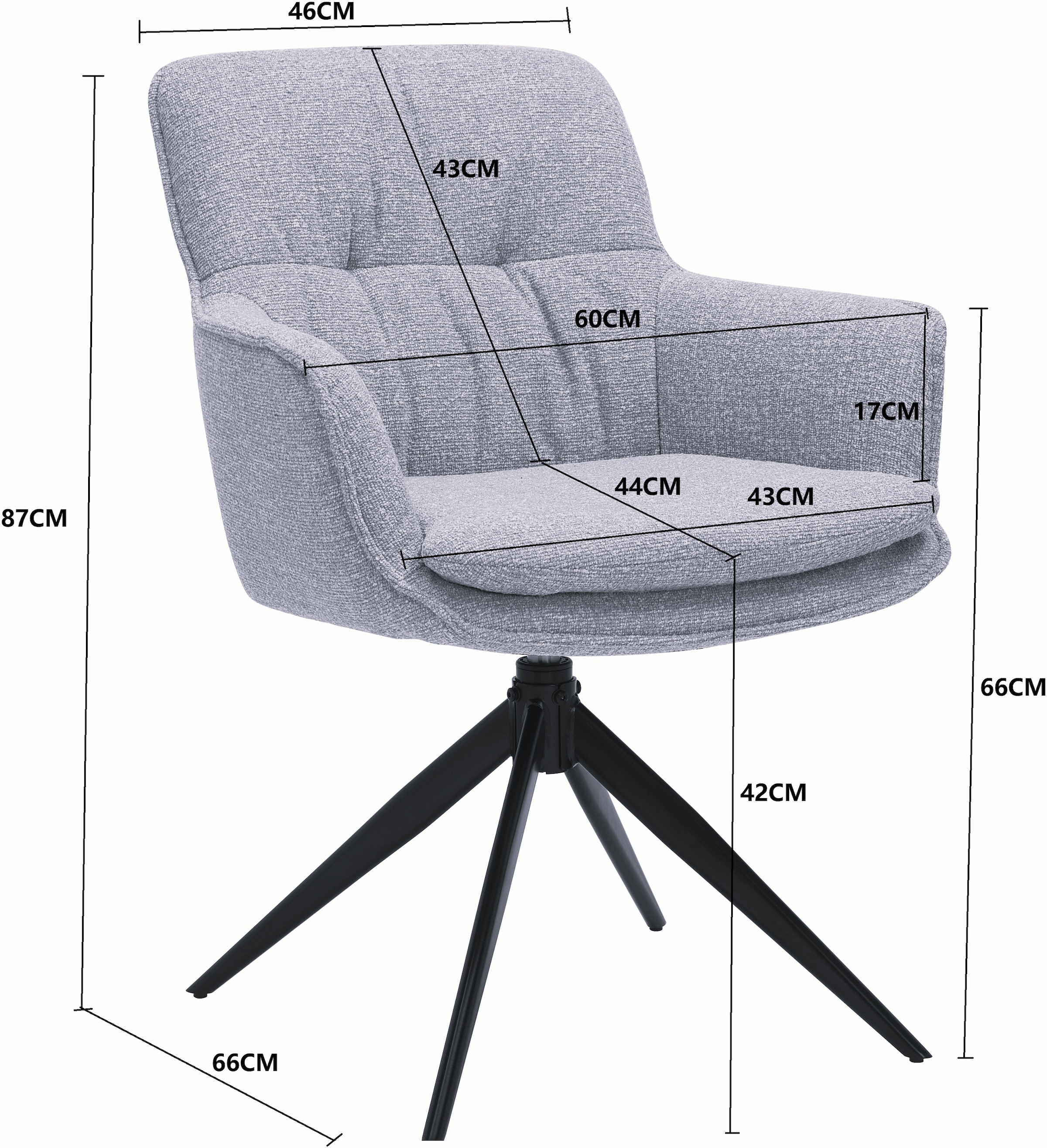 GOODproduct Chaise de salle à manger »Nordtrud« () 1 cuispflegeleichter Webstoff Bezug, pulverbeschichtetes Metallgestell