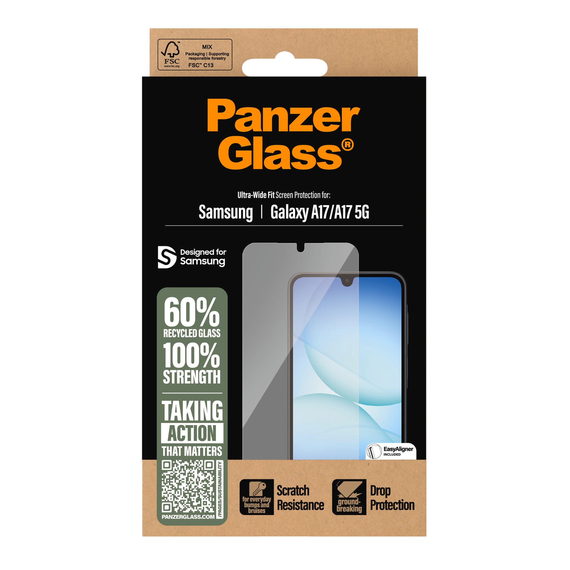 CARE by PanzerGlass Verre de protection d'écran »Ultra-Wide Fit Screen Protector« für Samsung Galaxy A17;Samsung Galaxy A17 5G Displayschutzfolie, Schutzfolie, Bildschirmschutz, kratz- & stossfest