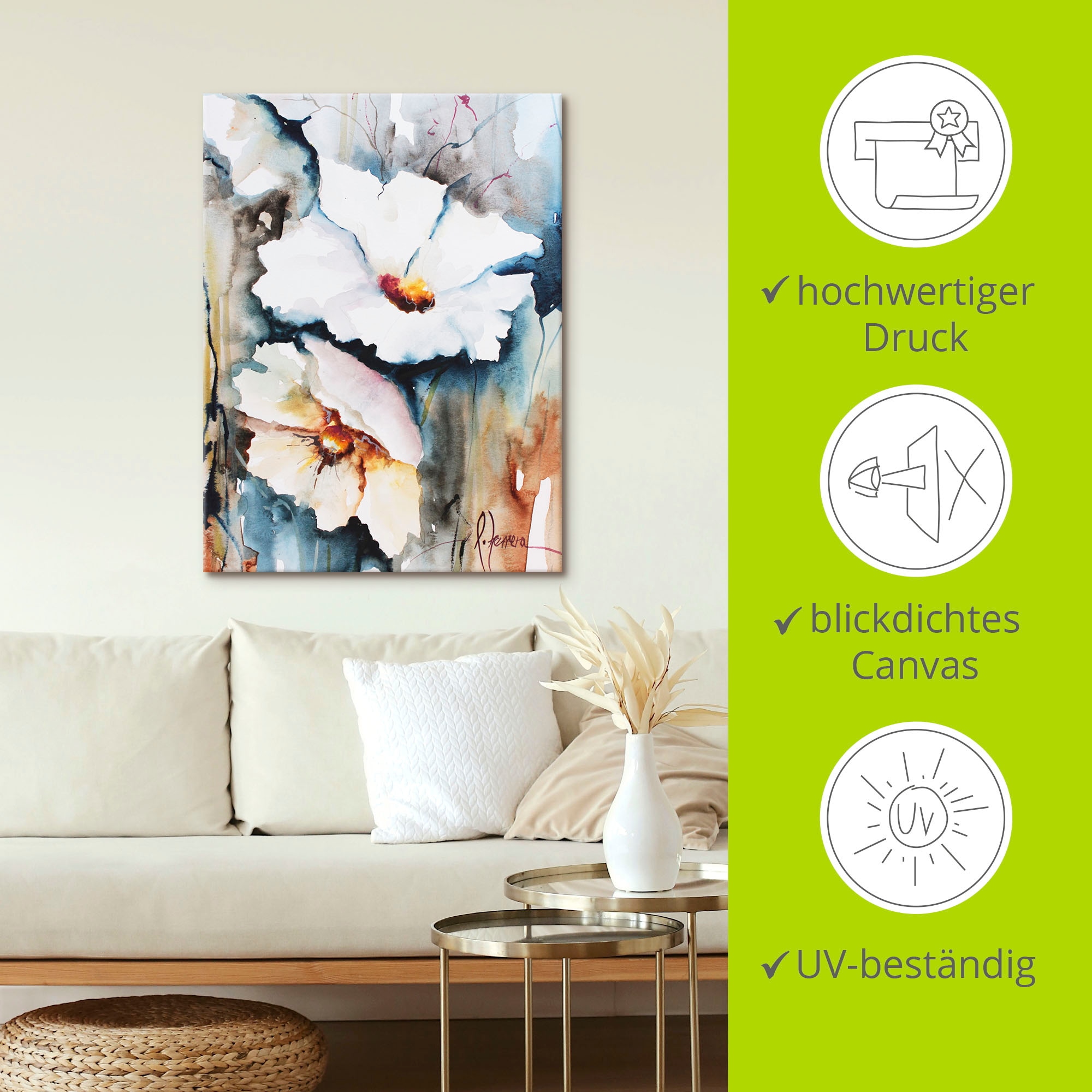 Artland Leinwandbild »Aquasblüten II« Blumen 1 Stk. tlg. auf Holzrahmen gespannt