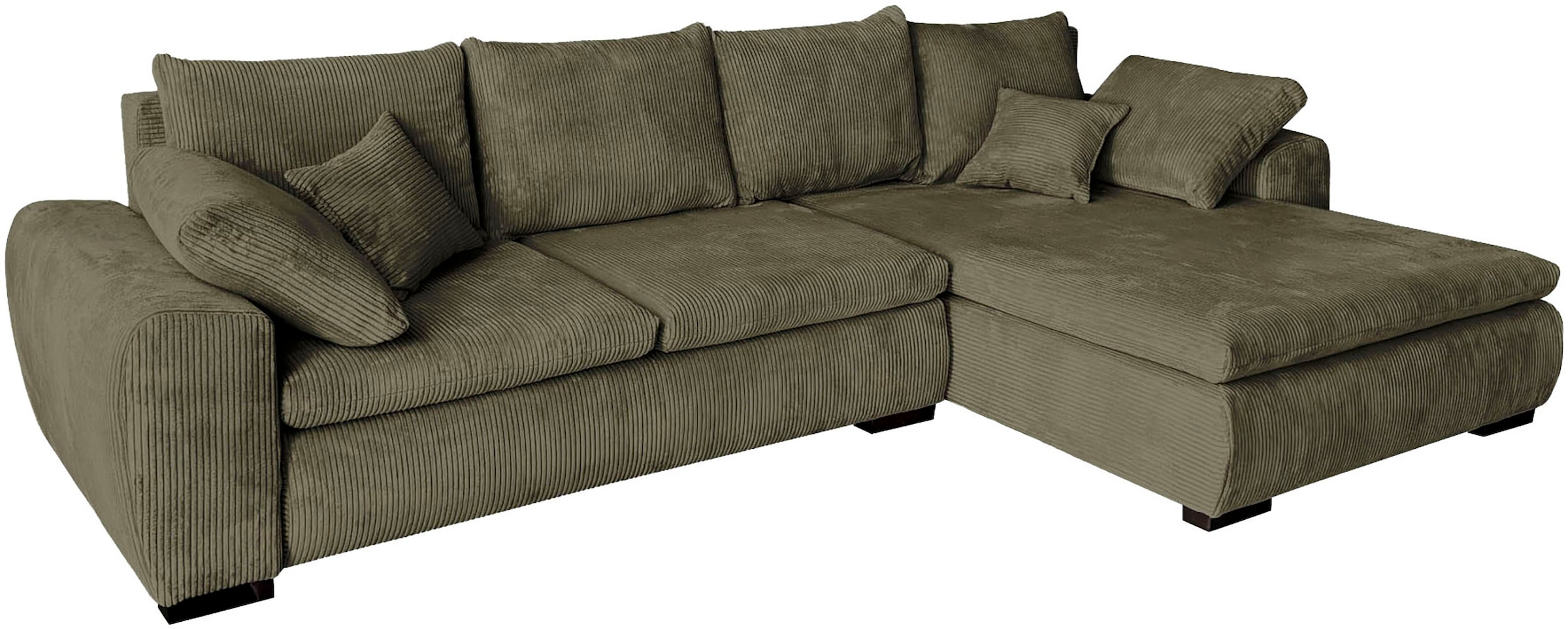 Home affaire Canapé d'angle »Cara Mia L-Form, B: 325 cm, XXL-Sofa mit 4 Zierkissen« avec fonction couchage et coffre à lit, surface allongée 145x270 cm