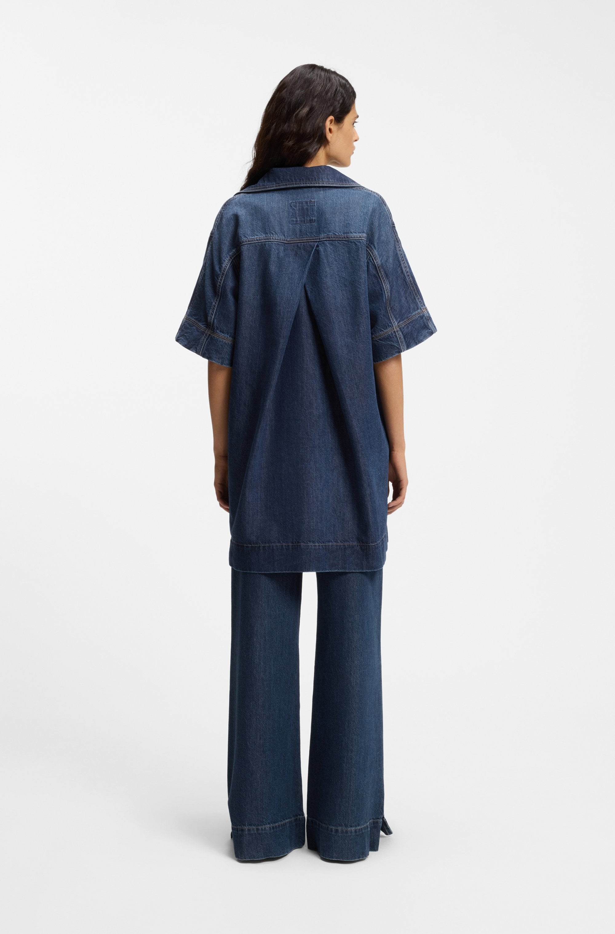 BOSS ORANGE Robe polo »POLO DRESS Premium Damenmode« Poches poitrine | Poches pour les mains im Denim-Look, weite Ärmel