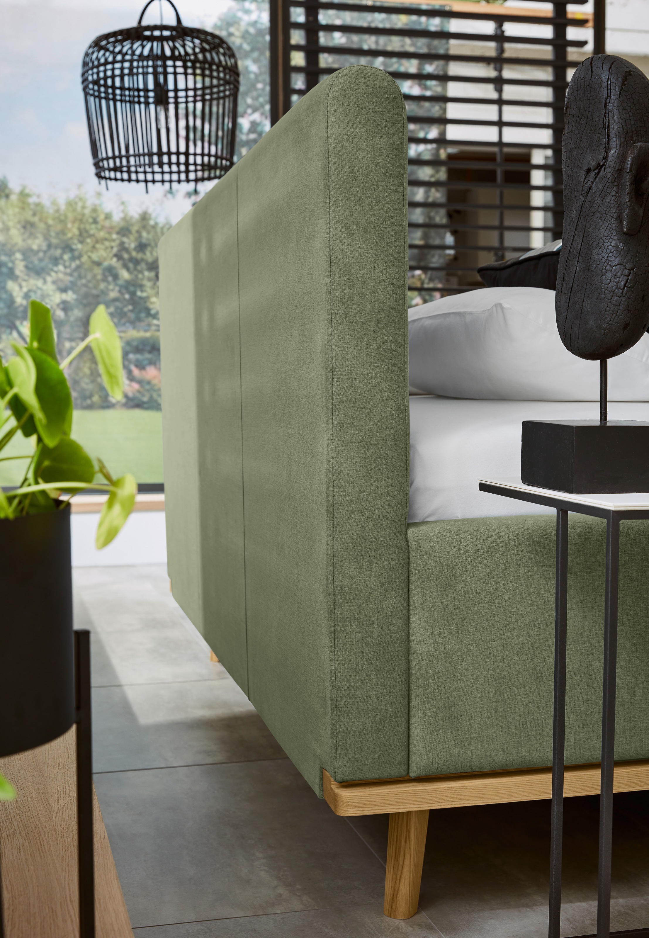 Musterring Lit rembourré »Delphi« Eicherahmen massiv, Kopfteil mit Steppung