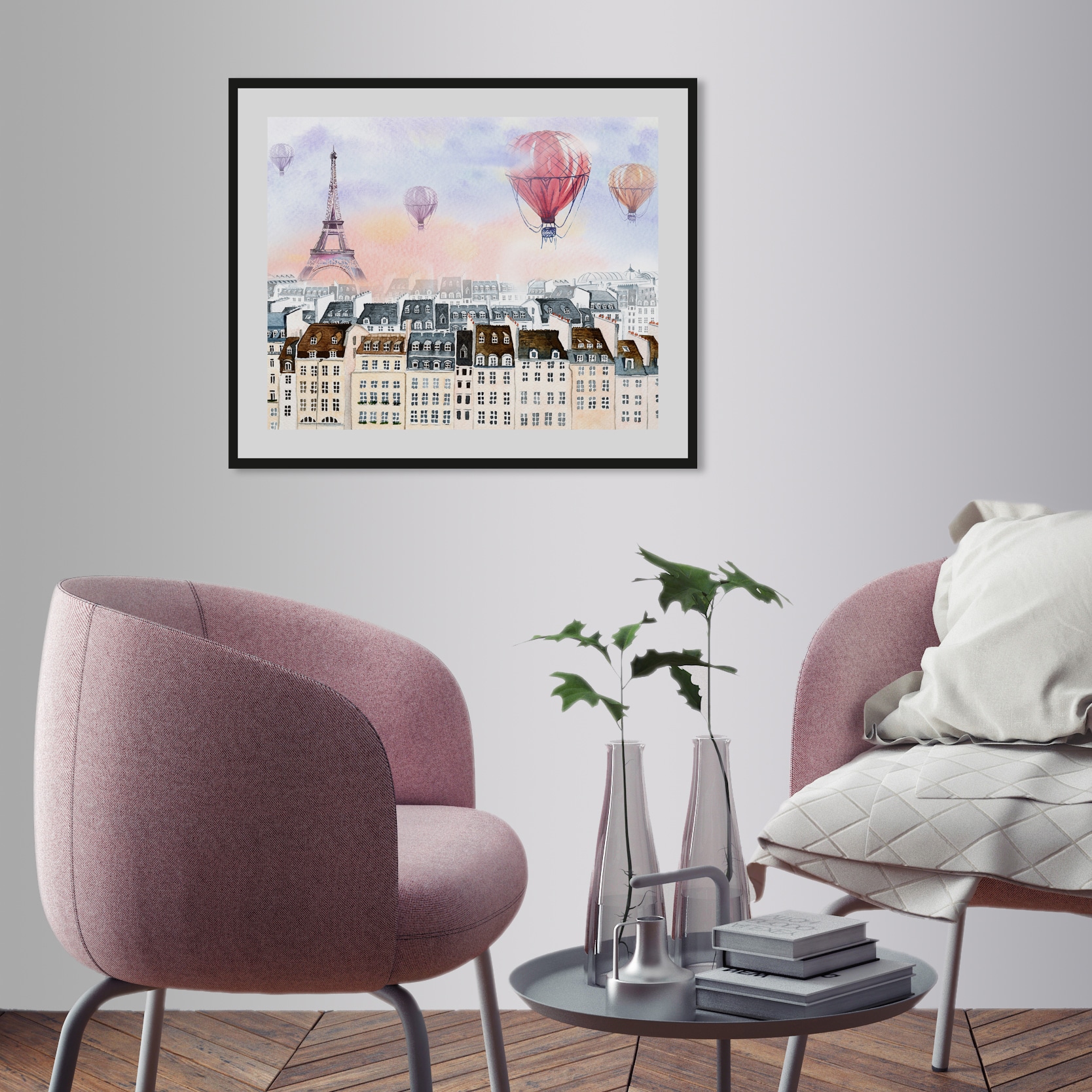 queence Bild »Heissluftballon in Frankreich« Architektonische Elemente | Ballonfahren | Gebäude | Heissluftballon | Paris | Stadt HD Premium Poster-Druck inkl. Holzrahmen