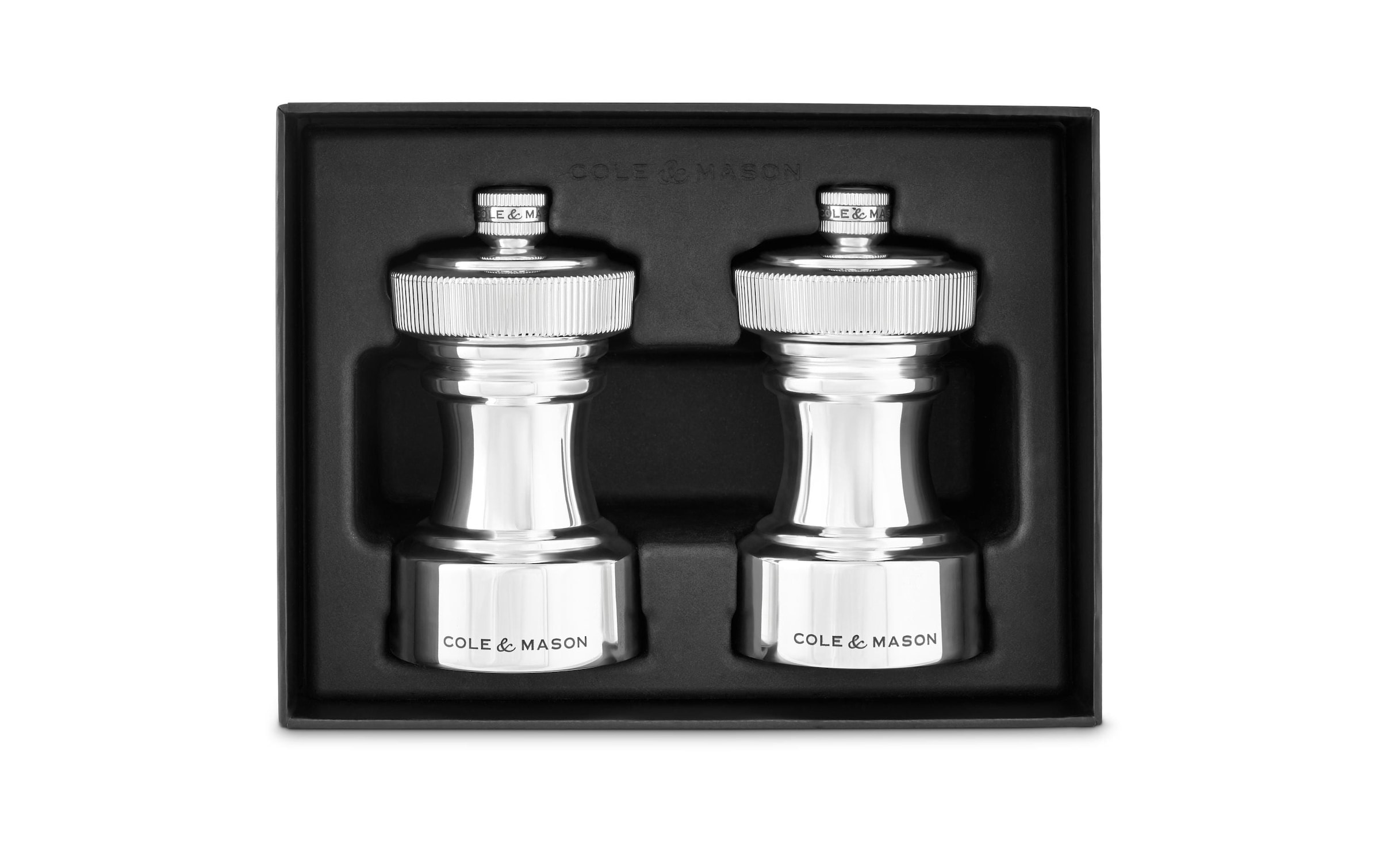 Cole & Mason Moulin à sel/poivre »Hoxton 2 x 10,4 cm« Versilbertes Salz- und Pfeffermühlen-Set