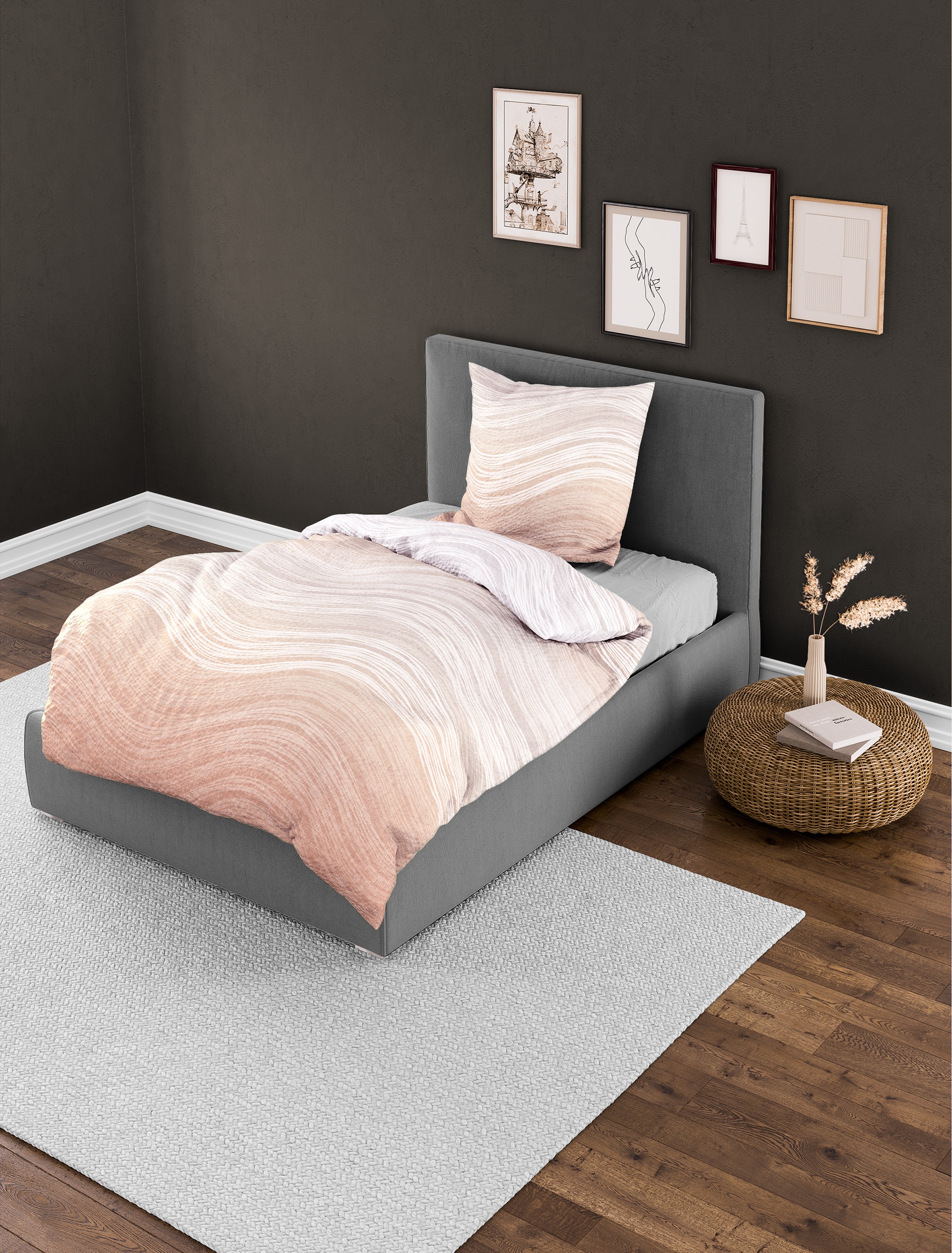 BIERBAUM Bettwäsche »4061« 2 Stk. Mako-Satin, 100 % Baumwolle, pflegeleicht