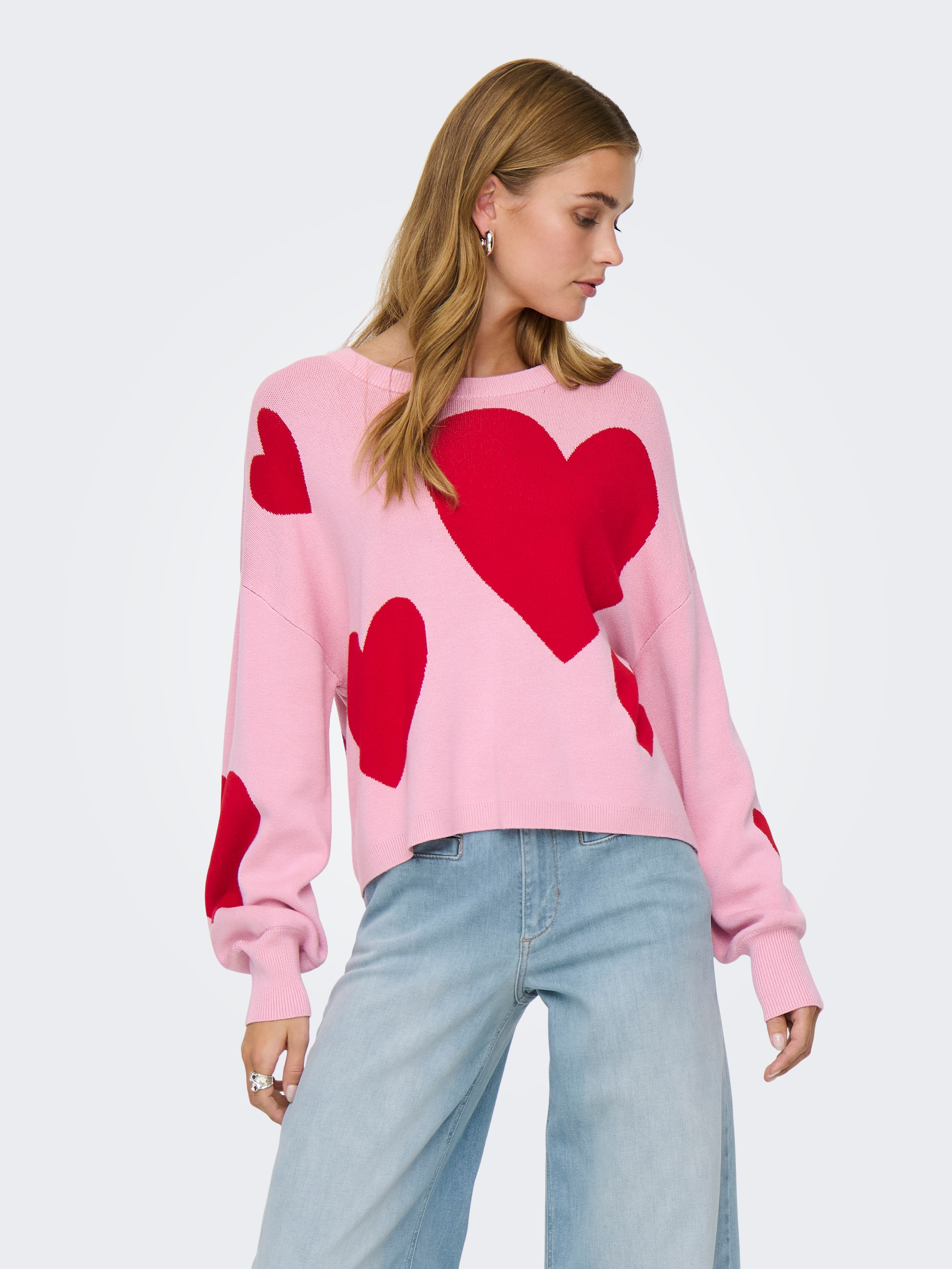 ONLY Pull en tricot »ONLMONTANA LS JQ O-NECK CC KNT« mit Rippbündchen