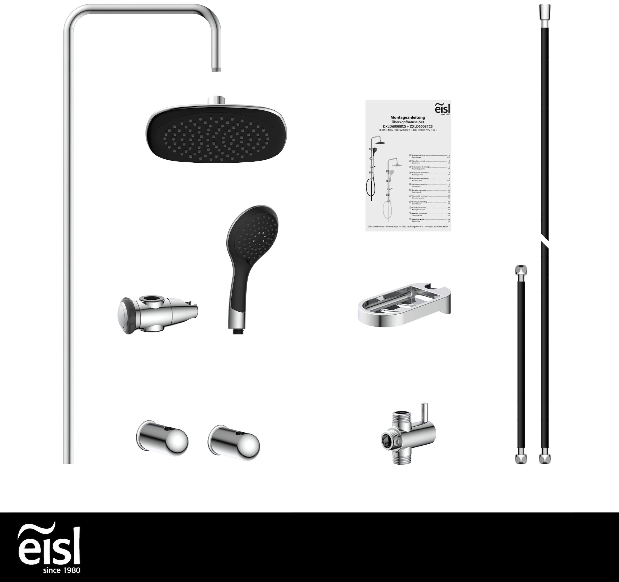 Eisl Brausegarnitur »Duschtraum« Duschset mit Kopf- und Handbrause, Regendusche mit 3 Funktionen