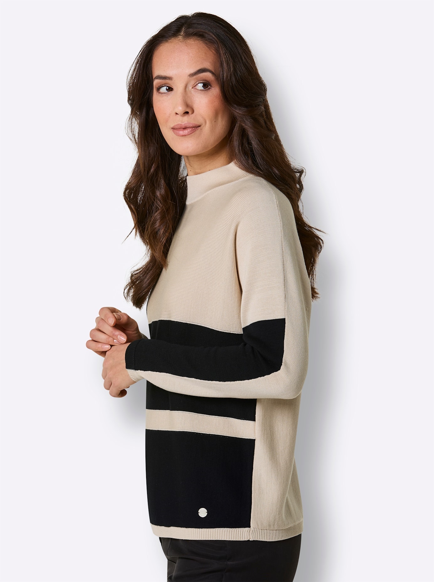 CREATION L PREMIUM Pull à col montant »Merino-Lyocell-Pullover«