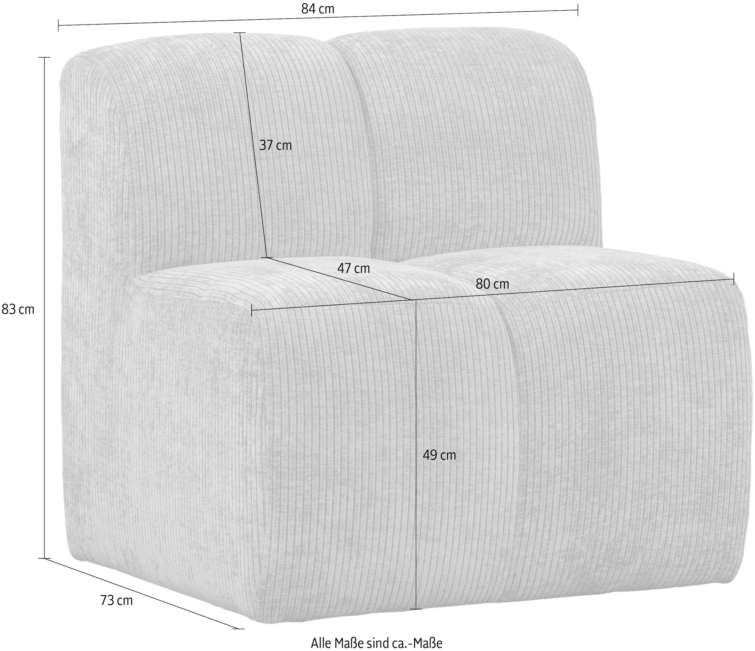 WOOOD Élément central de canapé »Mojo mit Jacquard-Rippenbezug B 84 x T 73 x H 83 cm« excellente résistance à l'usure, combinable, capacité de charge 120 kg