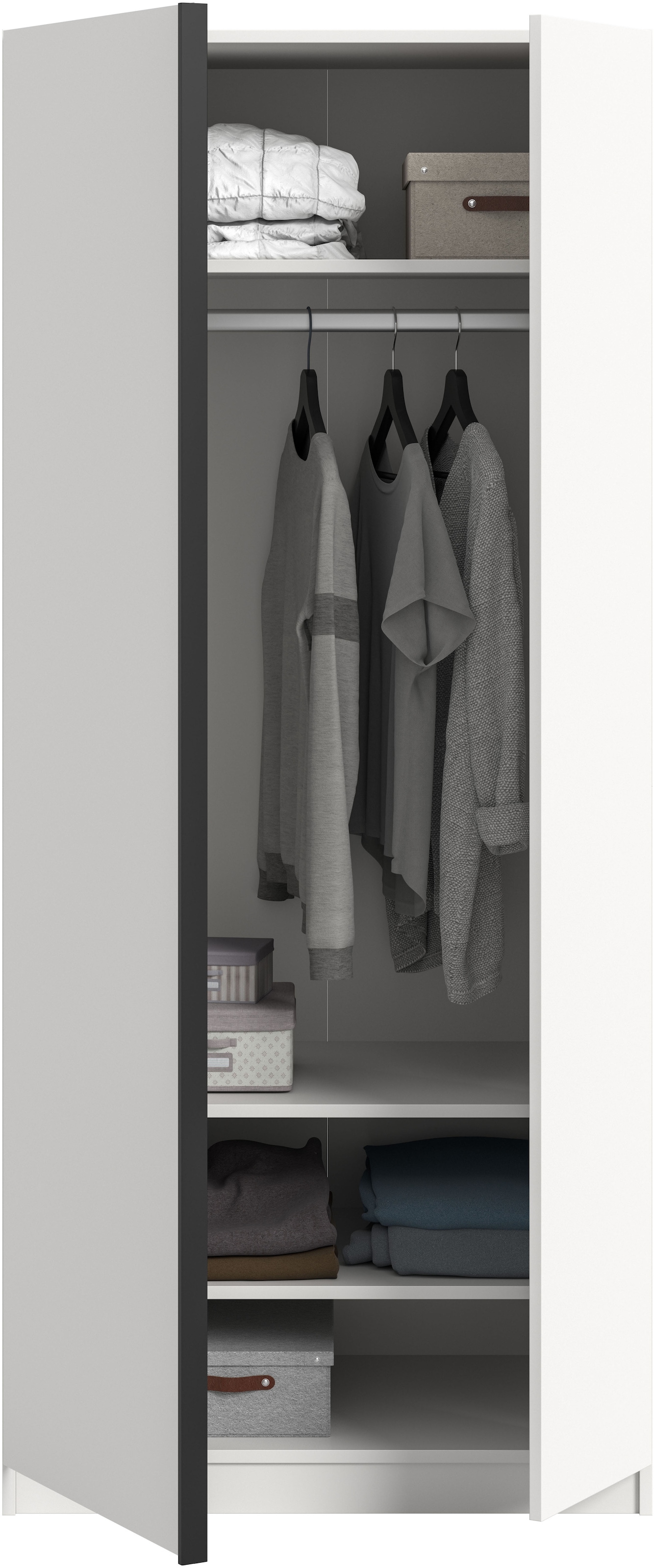 Home affaire Armoires à vêtements »BENDINGO, TOPSELLER!, Schlafzimmerschrank, Schrank, Garderobenschrank« OTTO BESTSELLER, Garderobe & Schlafzimmer,  Breite 80cm, weiss, 2-türig, inkl. 1 Kleiderstange und 3 Ablageboden