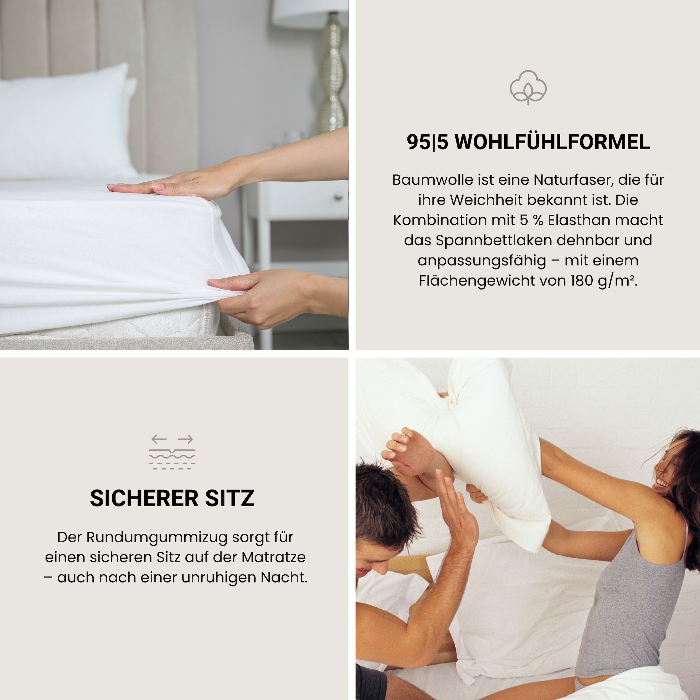 Schiesser Draps de lit »Flexi aus 95% Baumwolle und 5% Elastahan in Premium-Qualität« adapté aux matelas hauts et lits boxspring, Made in Green