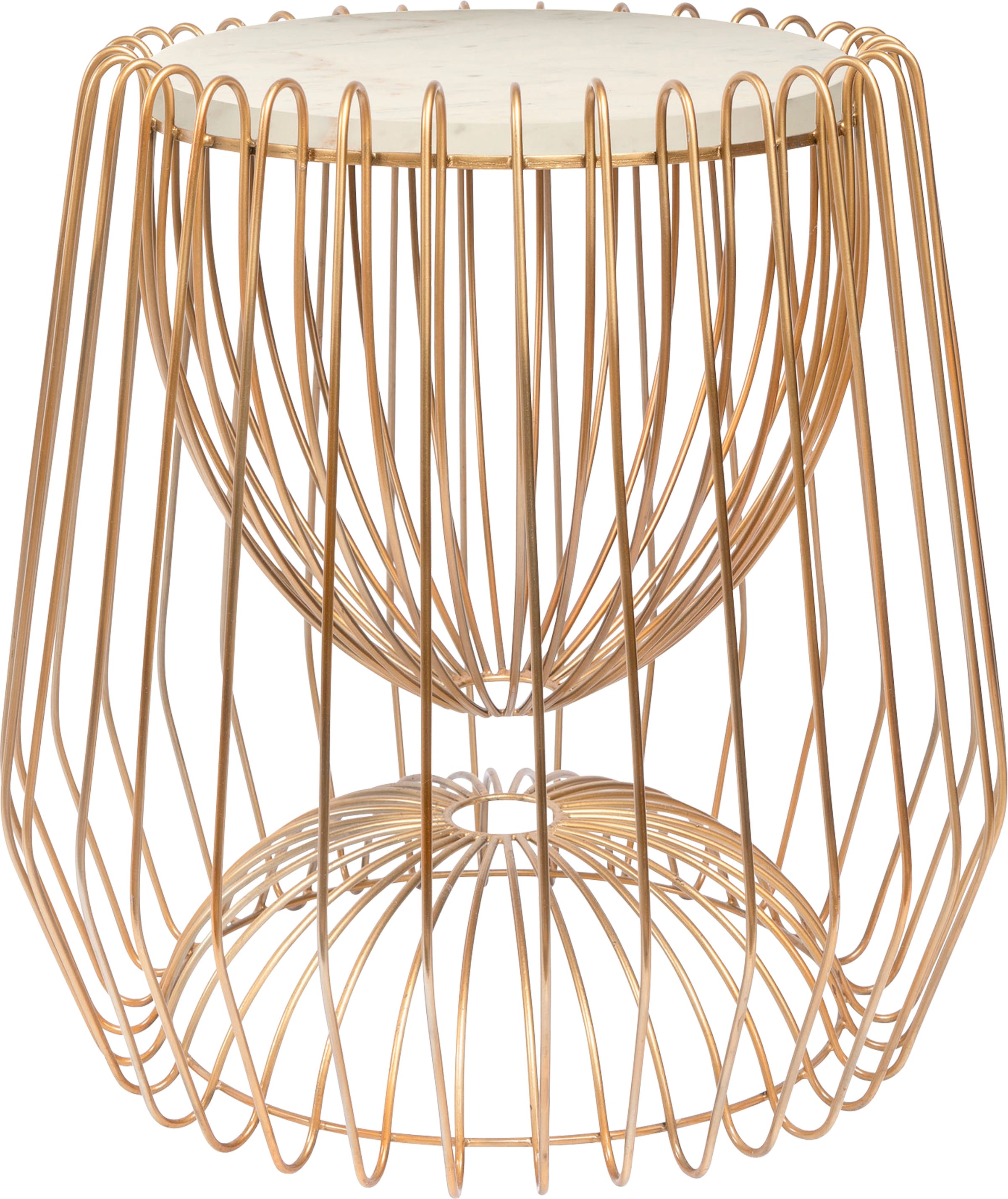 Kayoom Table d'appoint »Malibu 225, Beistelltisch mit edler Marmorplatte« 1 cuis tlg. ø-Marmorplatte: 33,5 cm, angesagtes Metalldesign, pflegeleicht