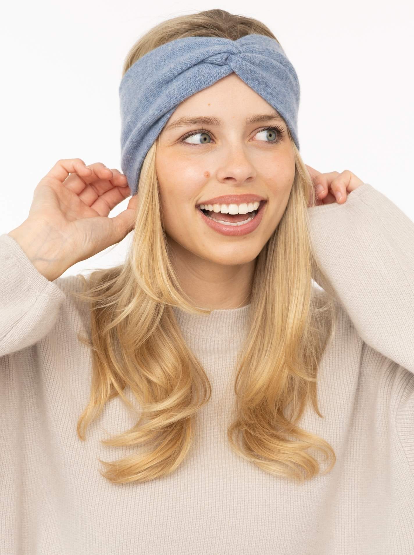 Zwillingsherz Serre-tête »100% Cashmere "Classic"« nœud devant, chaud, design classique tricoté