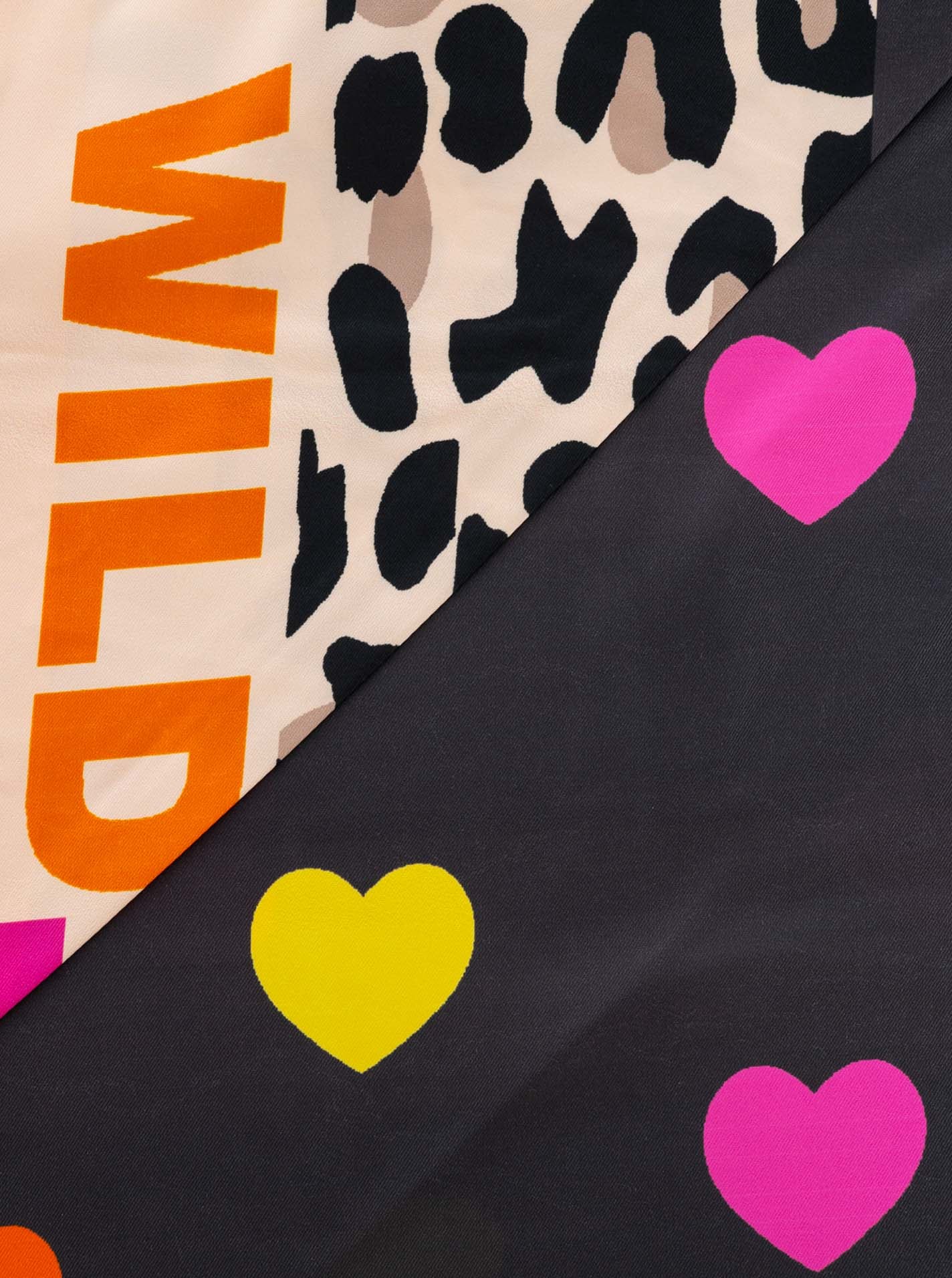 Zwillingsherz Dreieckstuch »"Wild Love"« farbenfroh, Leo-Design mit "LOVE" Schriftzug, glänzende Oberfläche