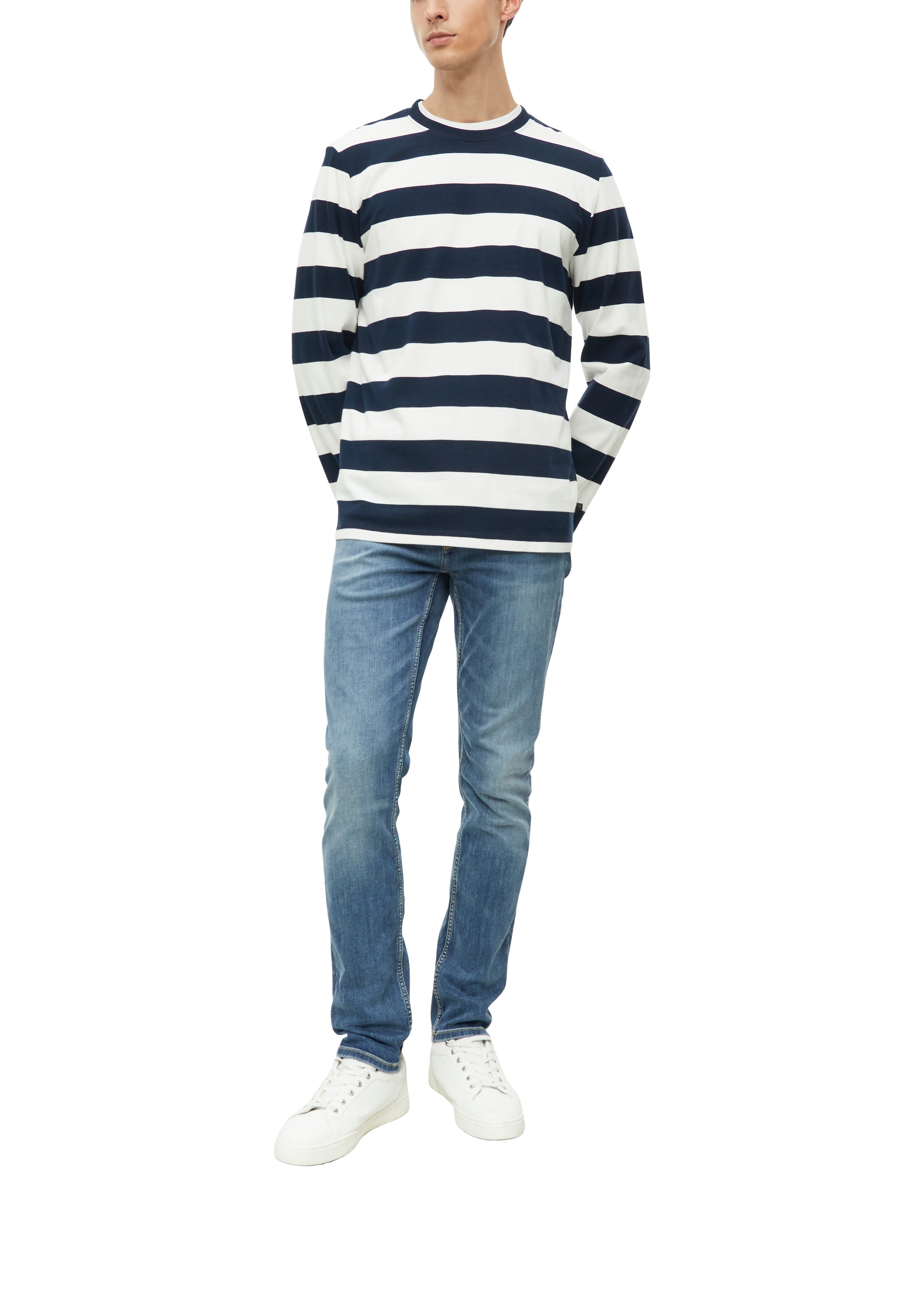 s.Oliver T-shirt à manches longues im Streifen-Look / Baumwolle / Rundhals