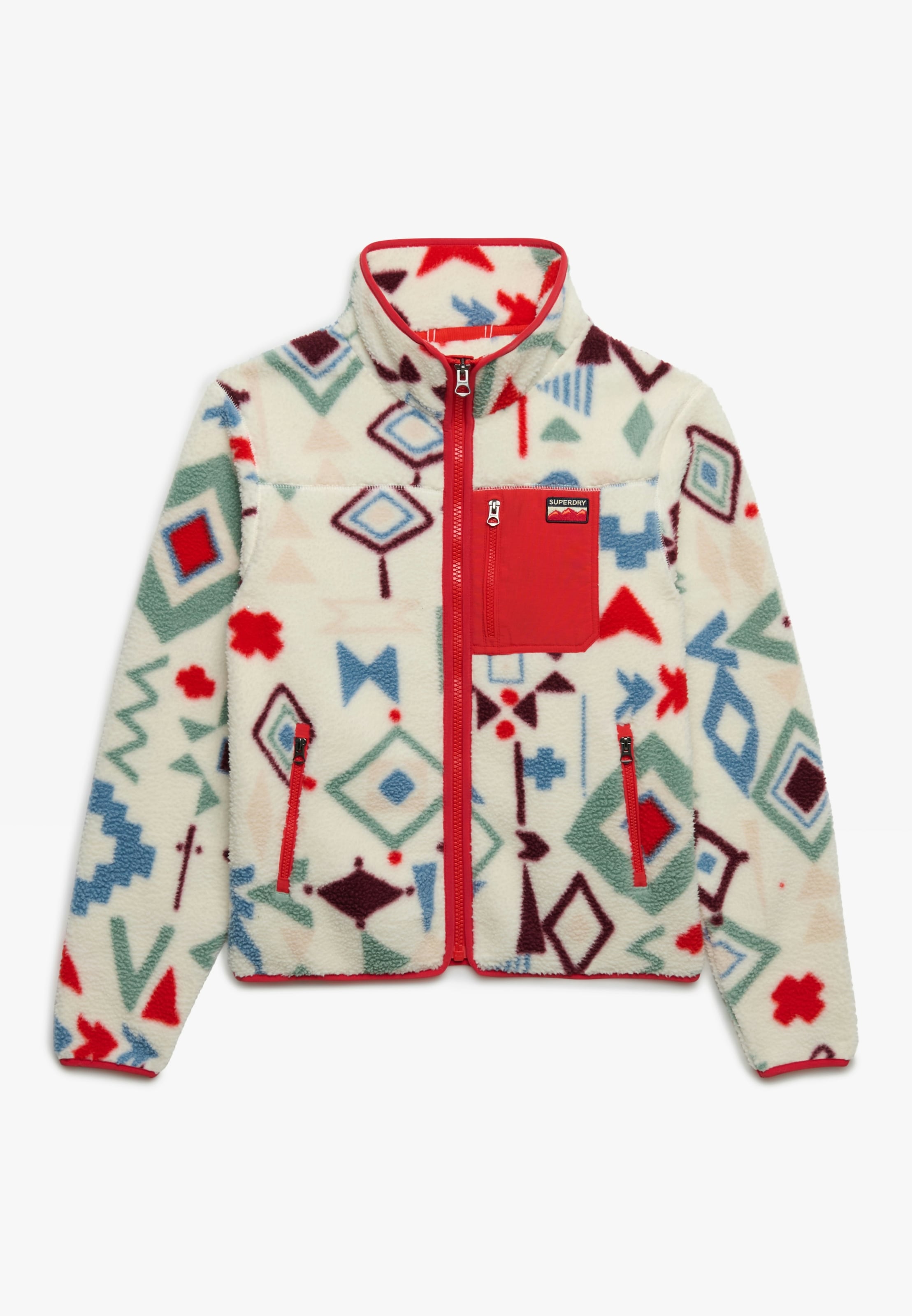 Superdry Fleecejacke »OUTDOOR PRINTED ZIP FLEECE« Slim Fit, mit Stehkragen