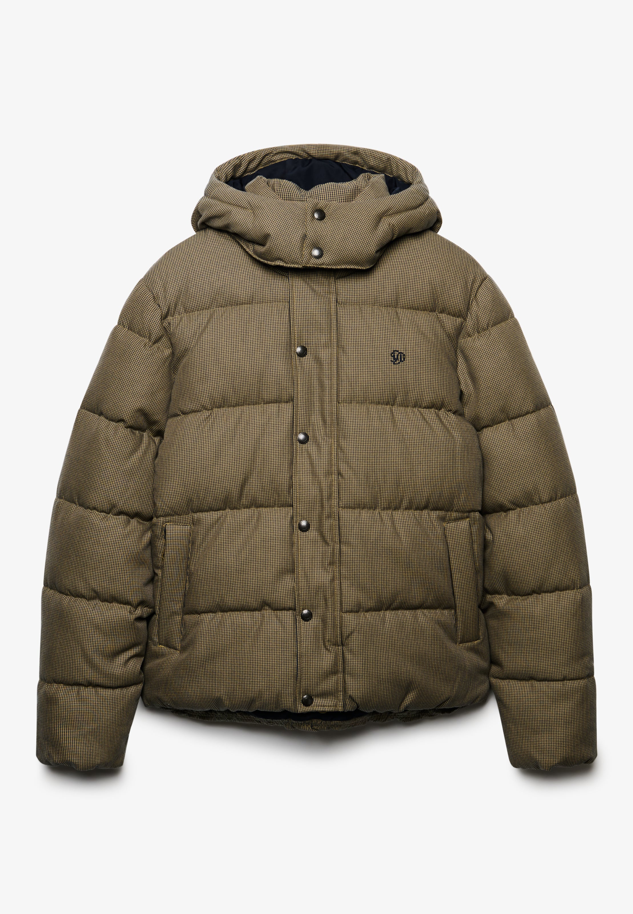 Superdry Steppjacke »PREMIUM HOOD CHECK PUFFER JKT« mit Kapuze Materialmix, relaxed fit