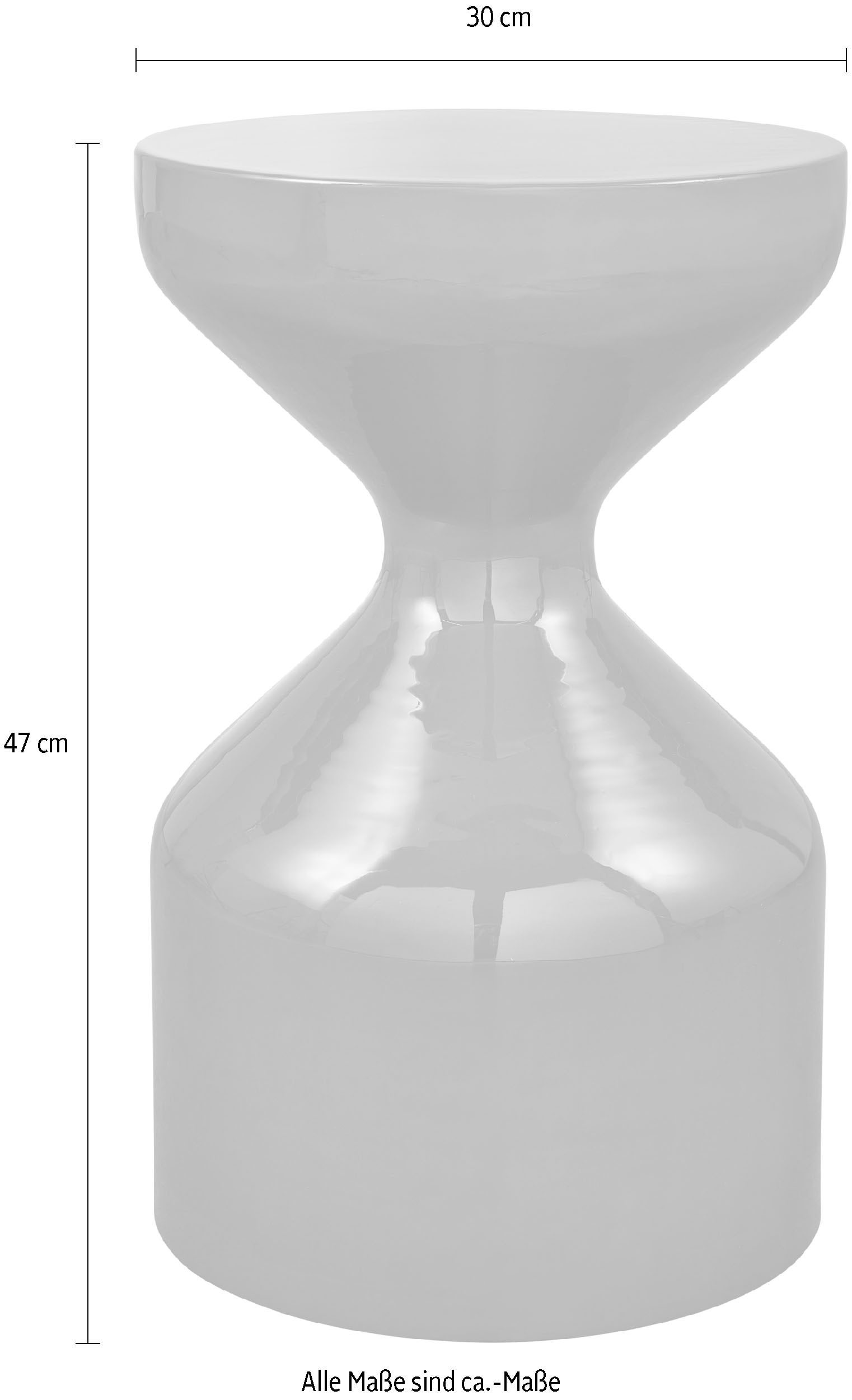 WOOOD Table d'appoint »Glanz Metall mit Hochglanz-Lackierung in spielerischer Form« H 47 x L 30 x P 30 cm, capacité de charge 25 kg, brillant et réfléchissant