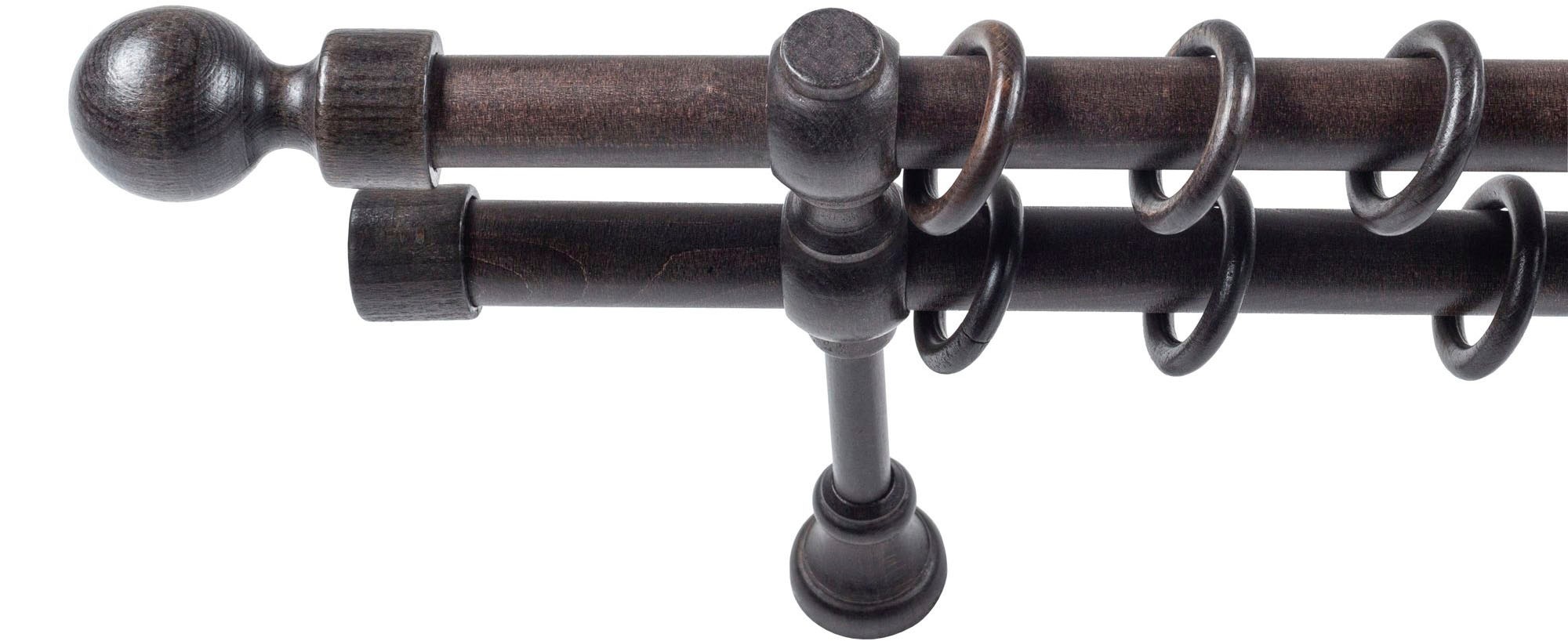 SN DECO GROUP Tringle à rideaux »Giro« 2 läufig-läufig Fixmass 28 mm, Holz, verschiedene Längen und Farben, Komplettset