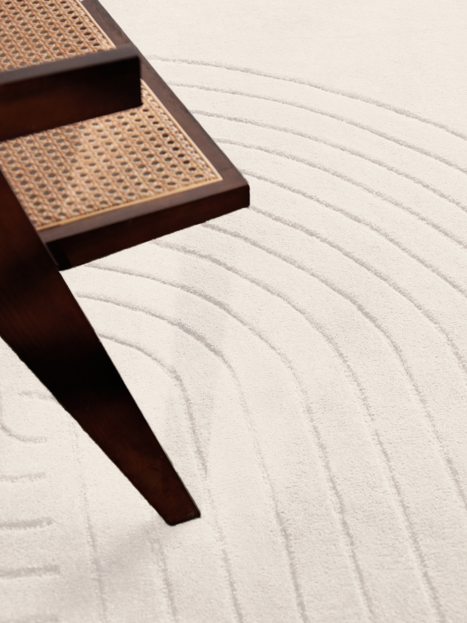 vikosa Tapis en laine »Arcura« Rectangulaire 15 mm Höhe Wolle Handgemacht, Hoch-Tief-Effekt, Geometrisches Linien Wellendesign