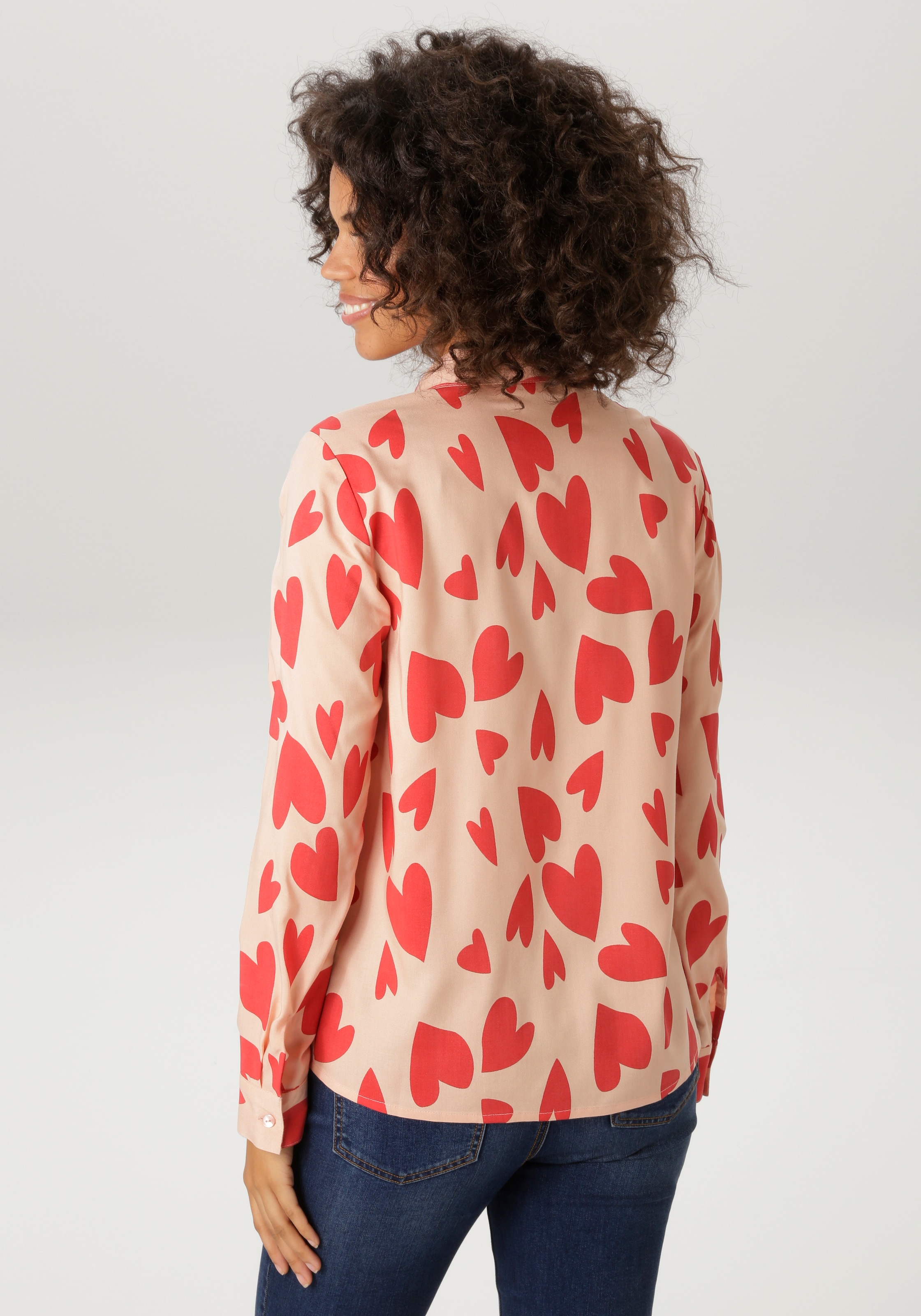 Aniston CASUAL Blouse chemise mit extravaganten Herzen bedruckt - NEUE KOLLEKTION