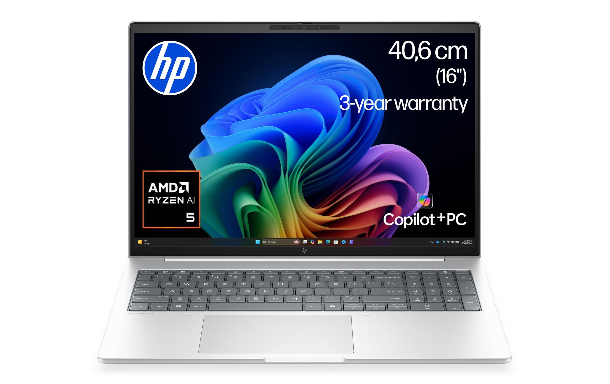 HP Ordinateur portable professionnel »EliteBook 8 G2a 16 AI PC DN6V1ET« / 16 ″ AMD Ryzen™ AI 5 Integrierte NPU (Neural Processing Unit)