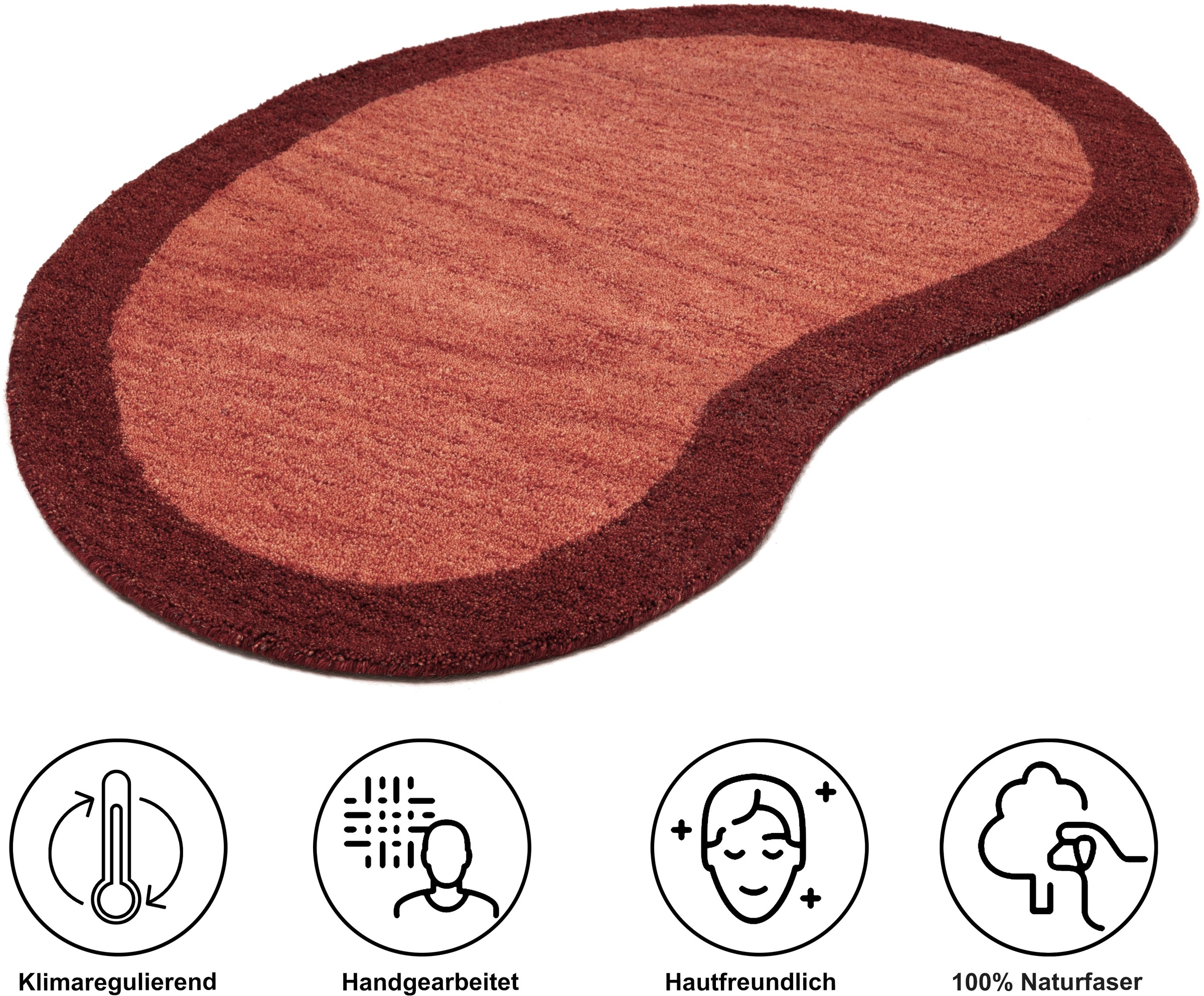 THEKO Tapis en laine »Gabbeh Super, Handweb, Teppich, Bordüre, reine Wolle« ovale 9 mm Höhe Schlafzimmer, Wohnzimmer, Esszimmer, auch als Läufer, eckig  oder rund