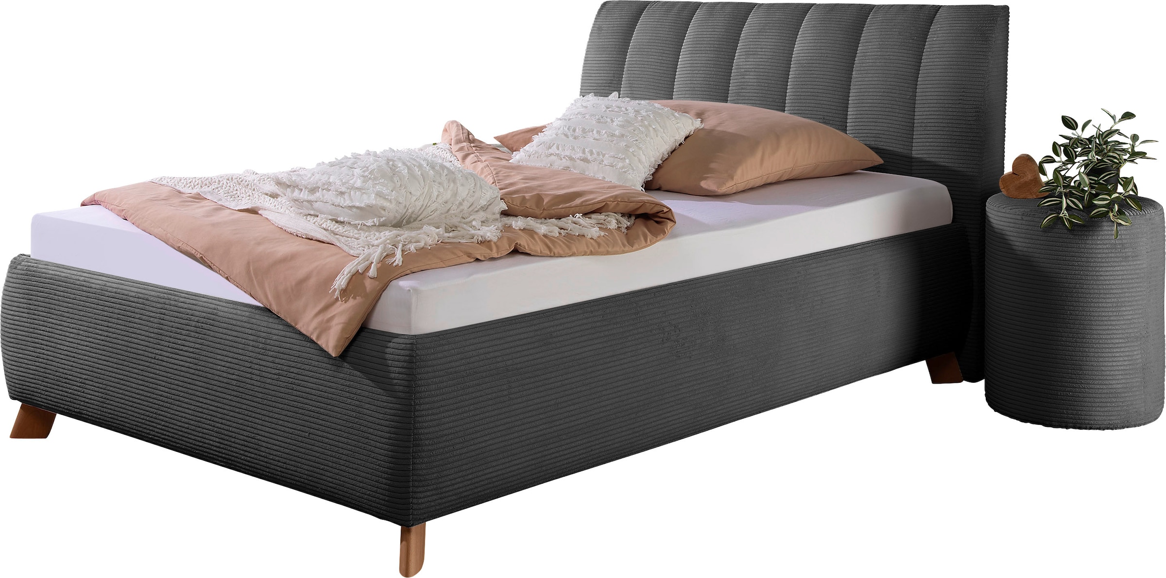 Maintal Lit rembourré »Hügeldorf« inklusive Bettkasten, in H2, H3 & H4 erhältlich, aus Cord-Bezug