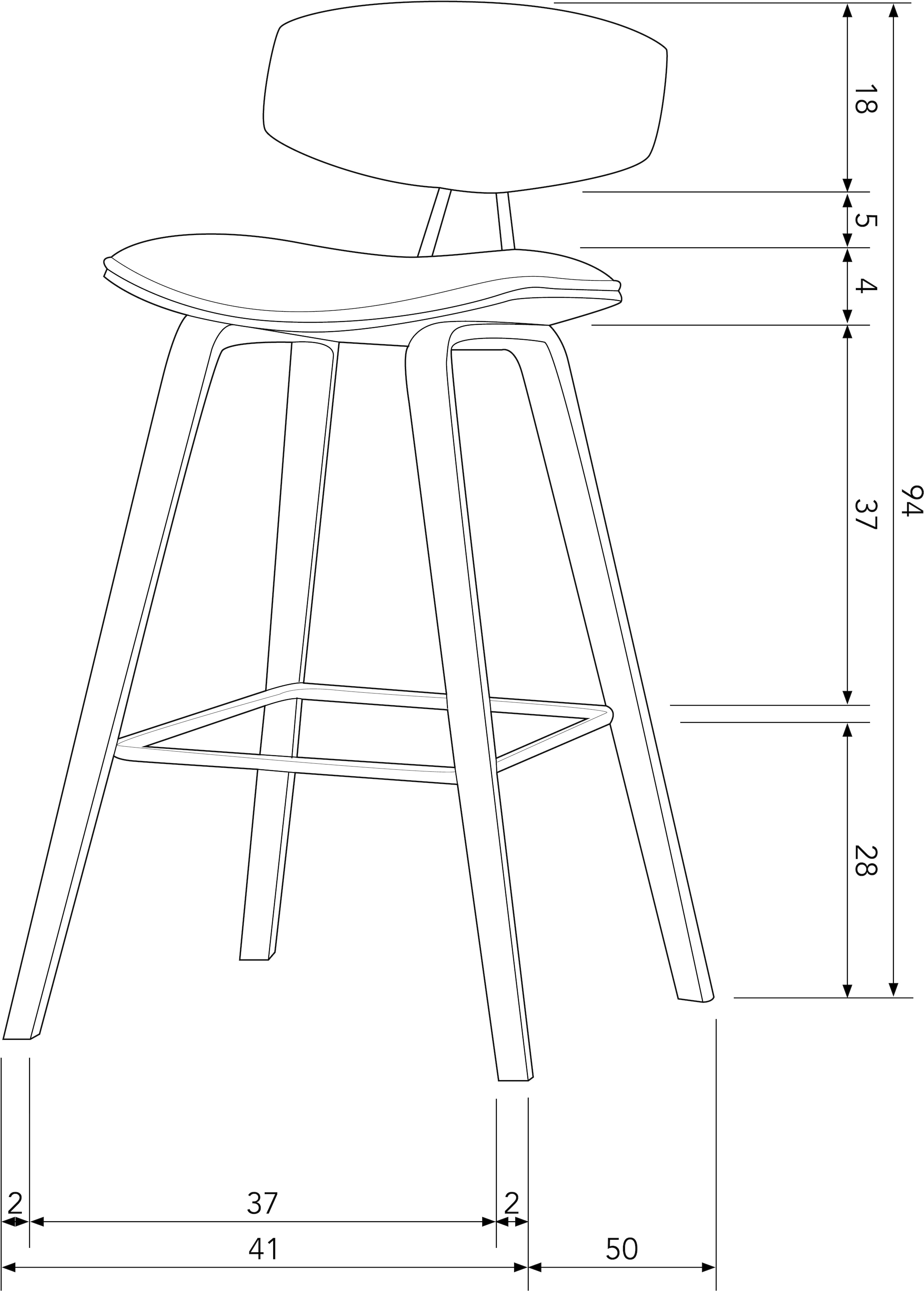 WOOOD Tabouret de bar »Senn« 2 cuis tlg. Assise en velours, H 94 cm x L 41 cm