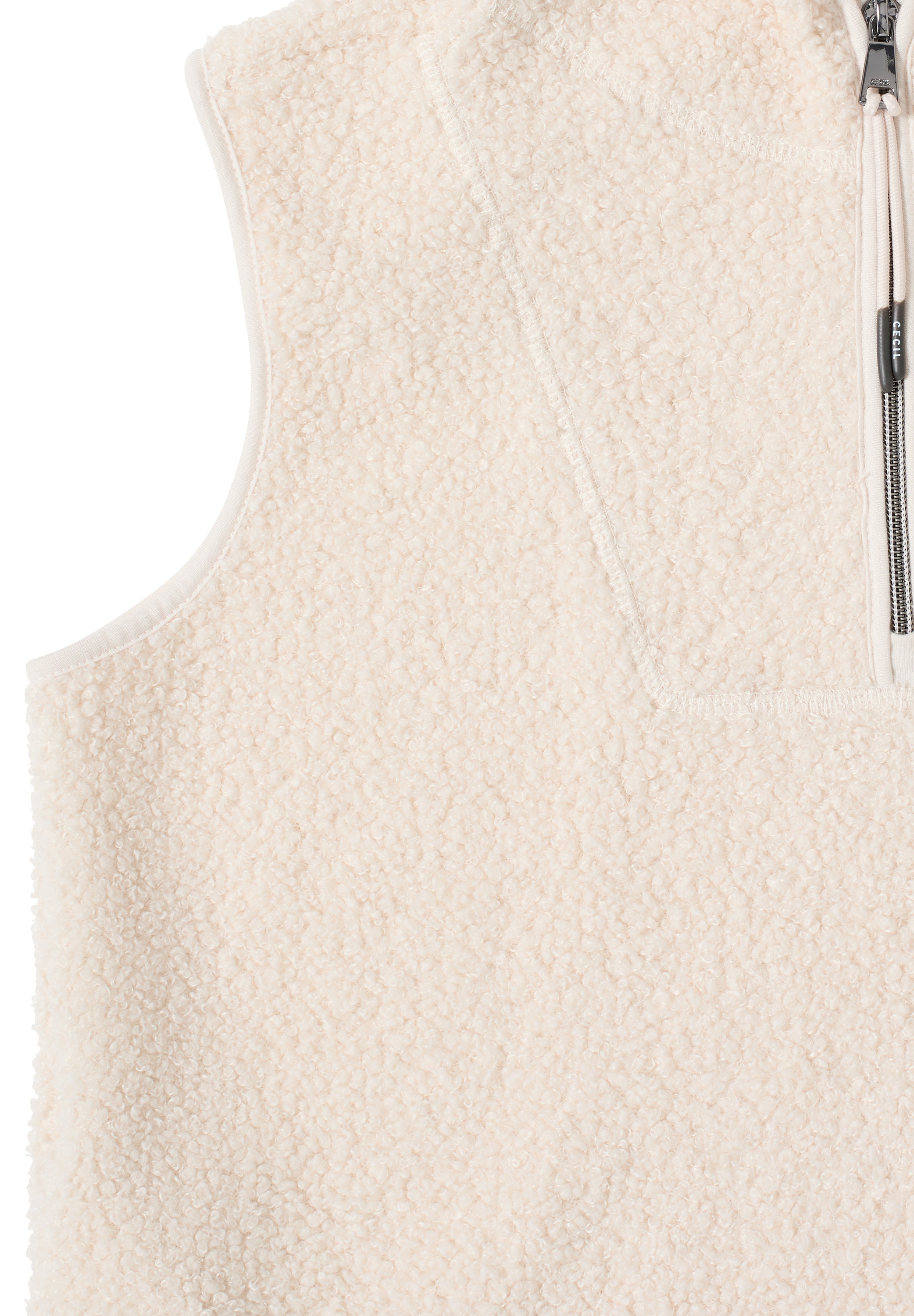 Cecil Fellweste Teddy-Weste mit Troyerkragen und Kapuze