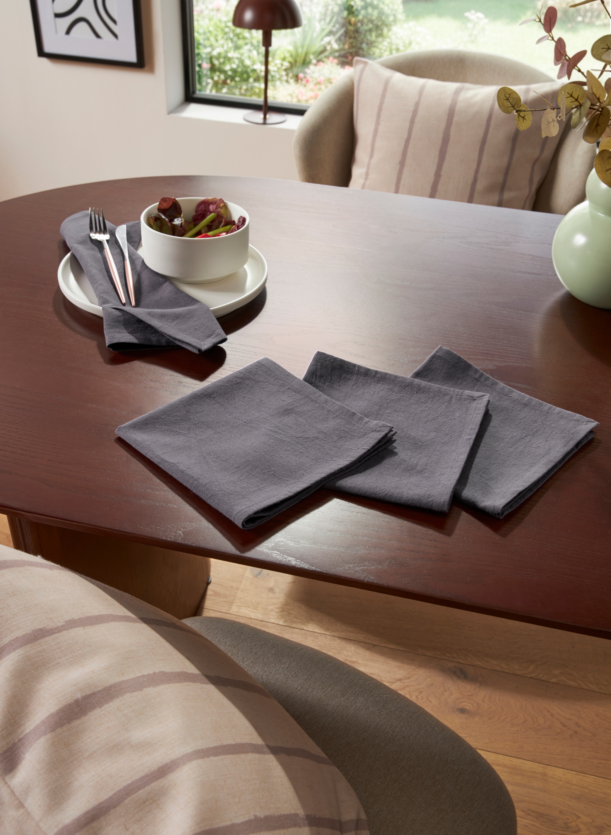 LeGer Home by Lena Gercke Serviette en tissu »Liaa« Stoffserviette, Masse 40x40 cm, uni, Baumwollqualität mit Leinenanteil