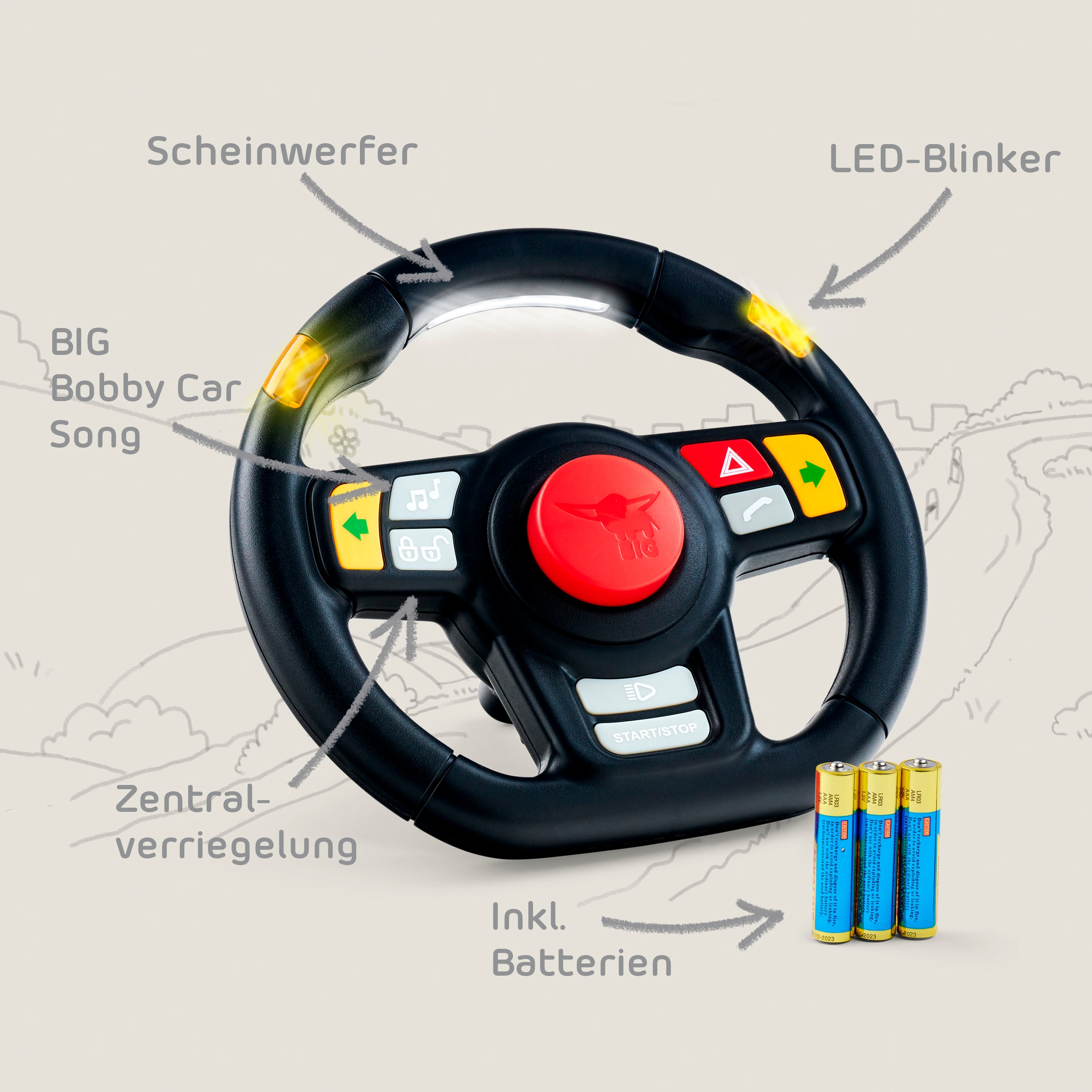 BIG Spielfahrzeug-Lenkrad »BIG Sound Lenkrad« mit Licht und Sound