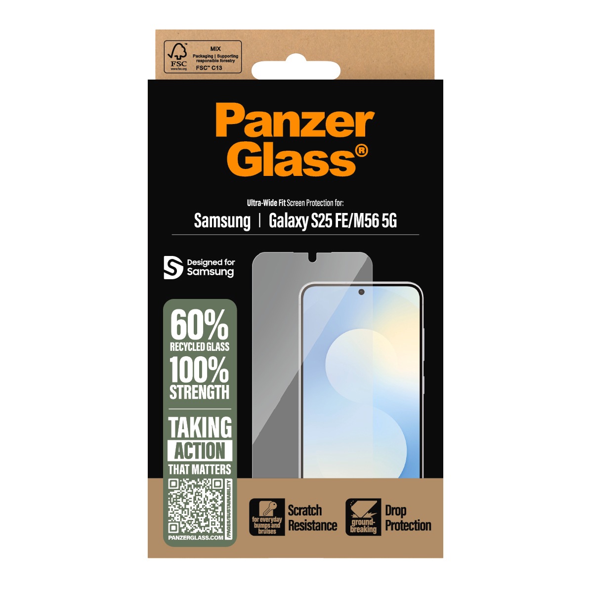CARE by PanzerGlass Verre de protection d'écran »Ultra-Wide Fit Screen Protector« für Samsung Galaxy S25 FE Displayschutzfolie, Schutzfolie, Bildschirmschutz, kratz- & stossfest