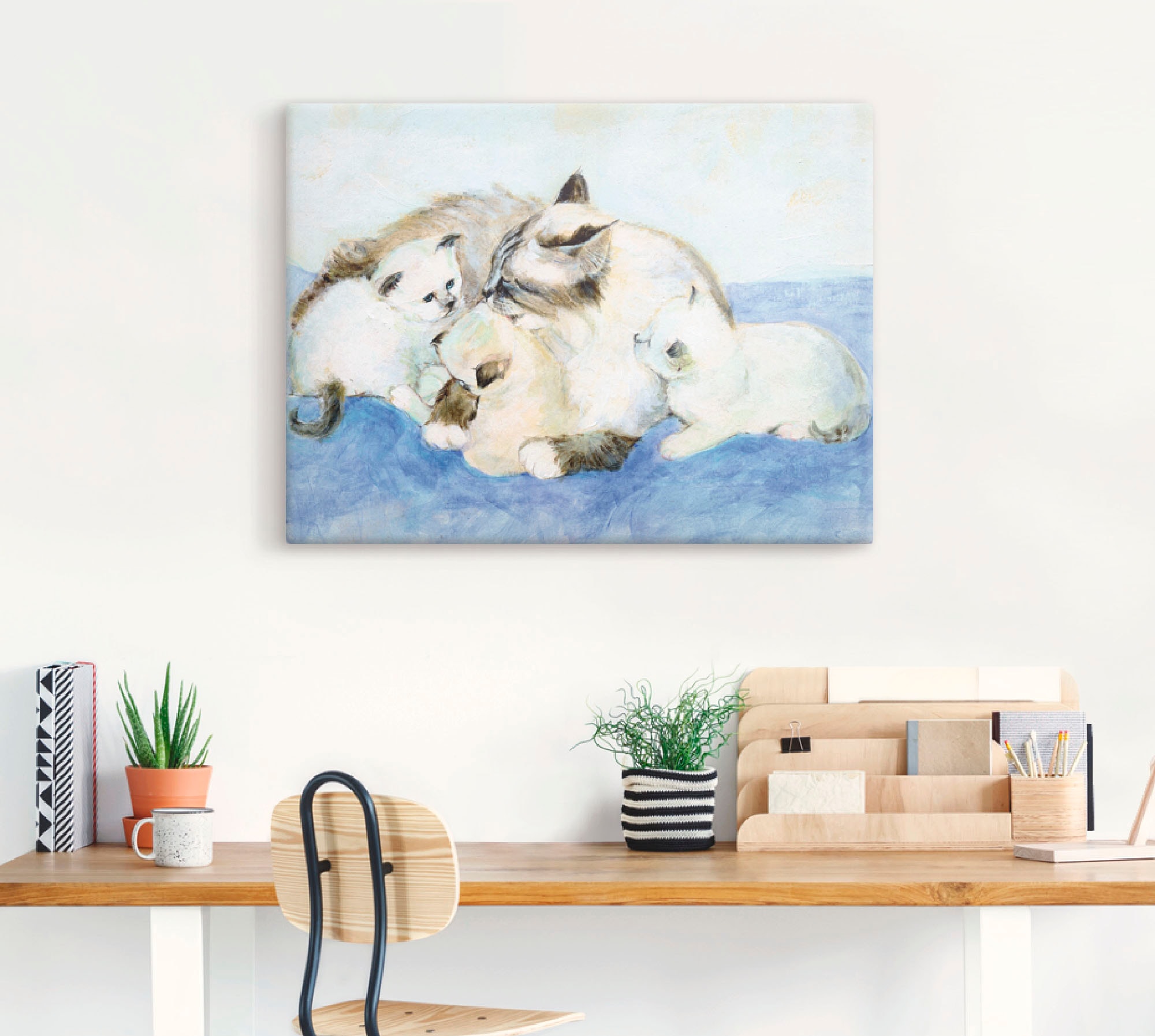 Artland Tableau sur toile »Katzenfamilie« Animaux de compagnie 1 cuis tlg. tendu sur cadre en bois