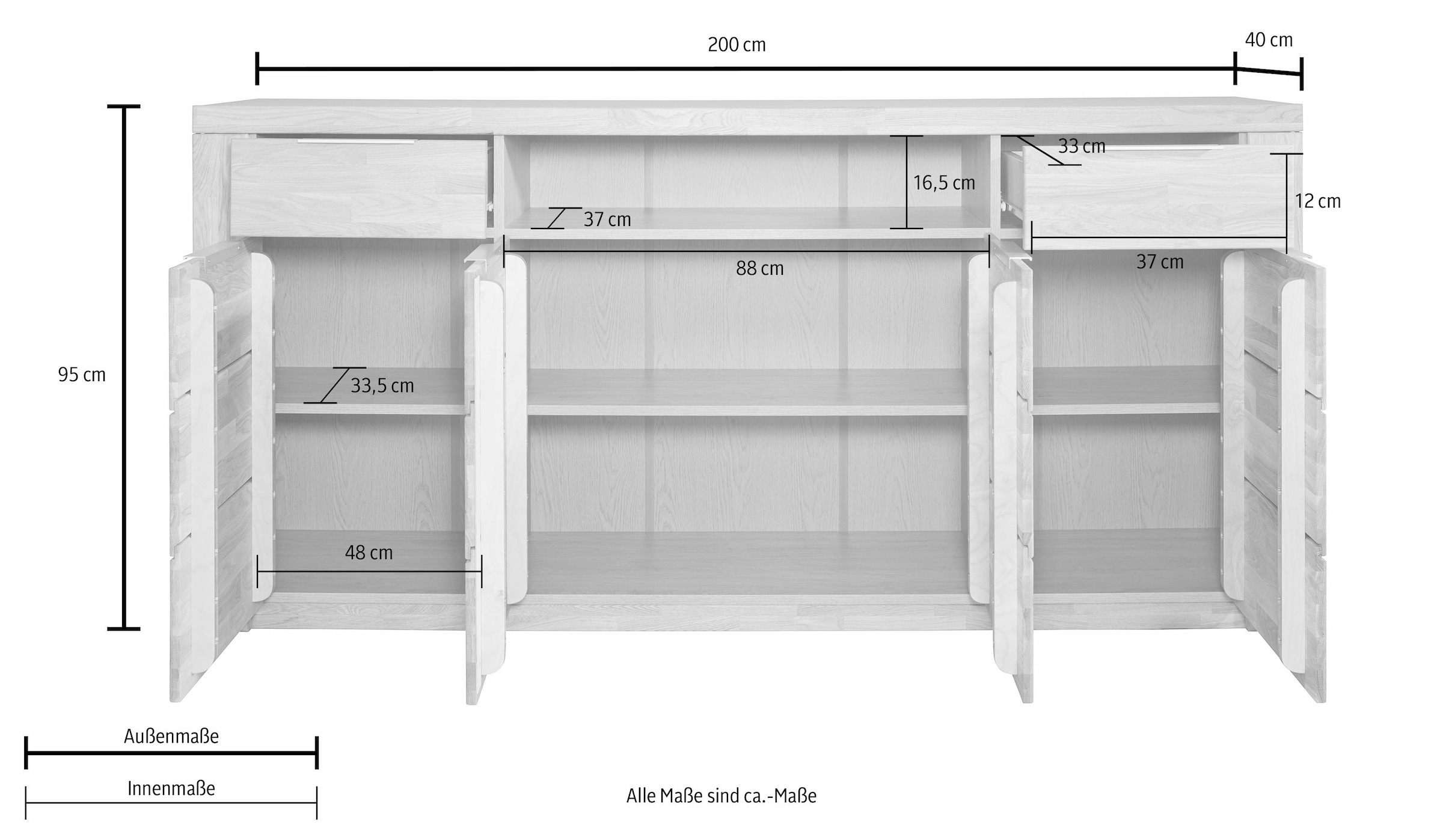 GOODproduct Sideboard »Zara« Breite 200 cm