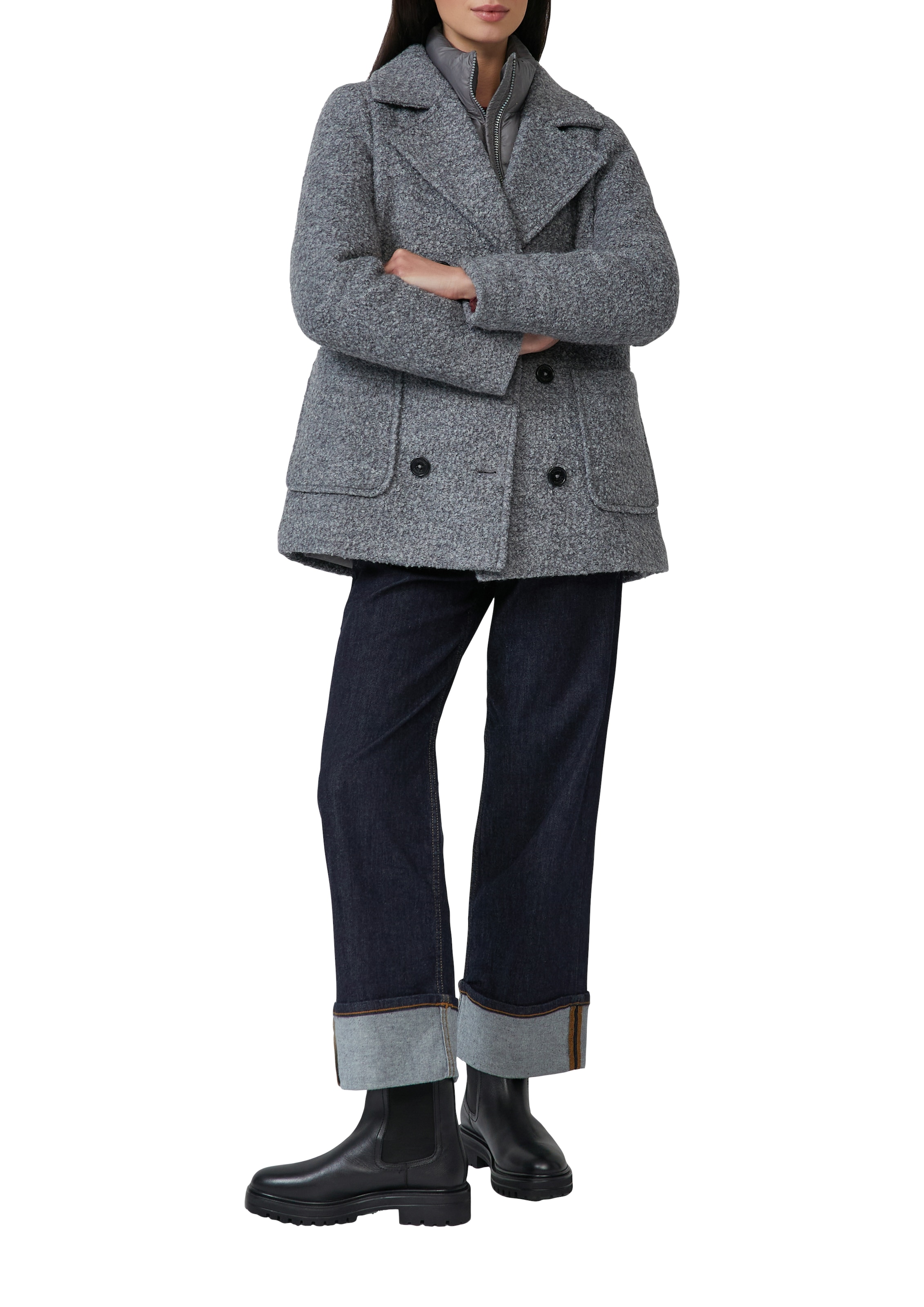 s.Oliver Cabanjacke ohne Kapuze mit Reverskragen und doppelreihiger Knopfleiste, Woll-Anteil