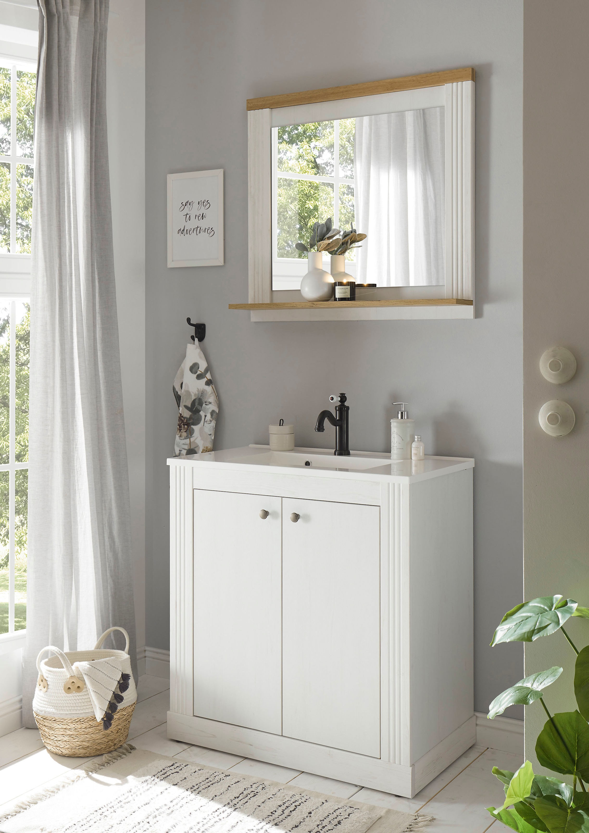 Home affaire Badmöbel-Set »WESTMINSTER, Bad im Landhausstil, 2-teiliges Badezimmer« 2 Stk. tlg.