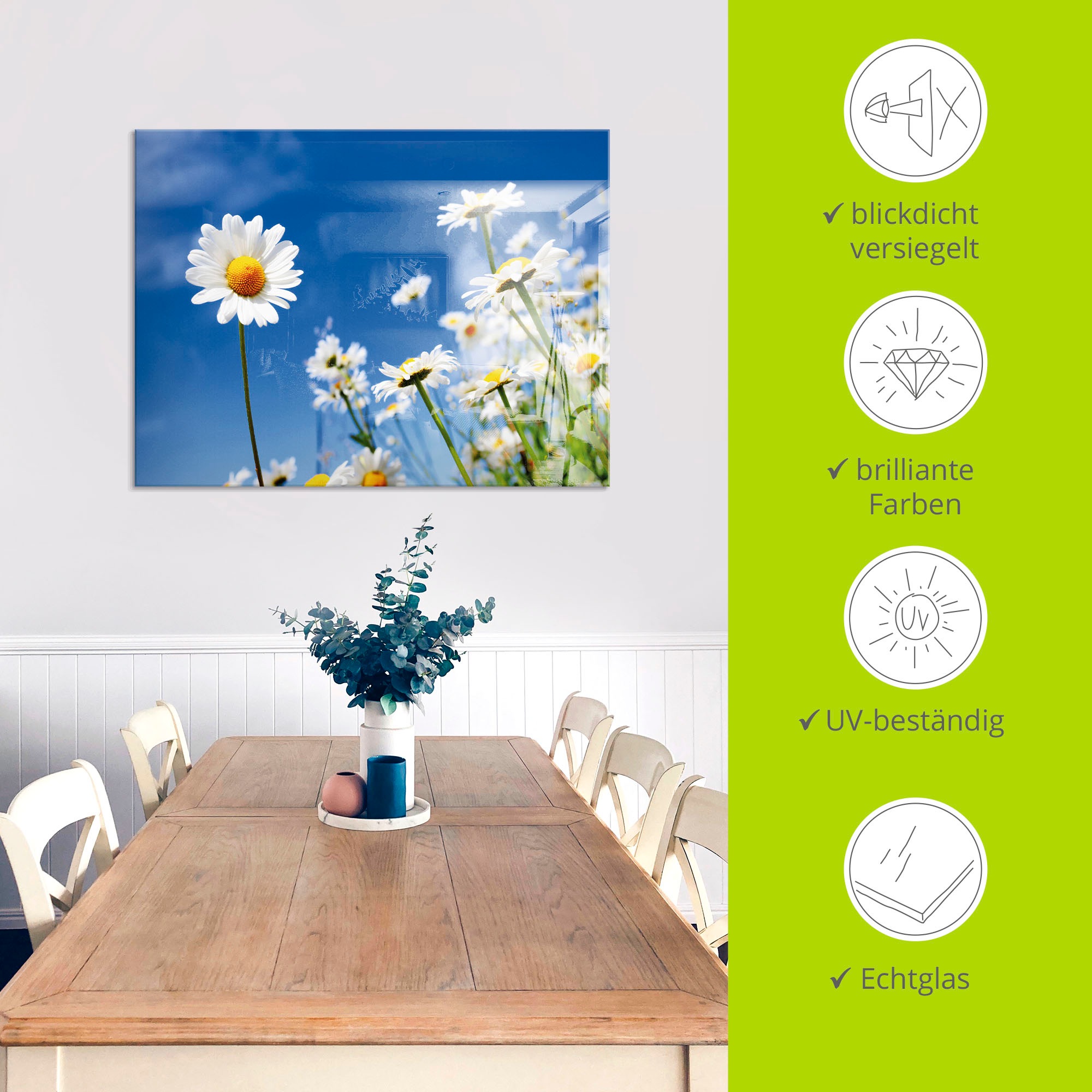 Artland Tableau en verre »Gänseblümchen« 1 cuis tlg. in verschiedenen Grössen