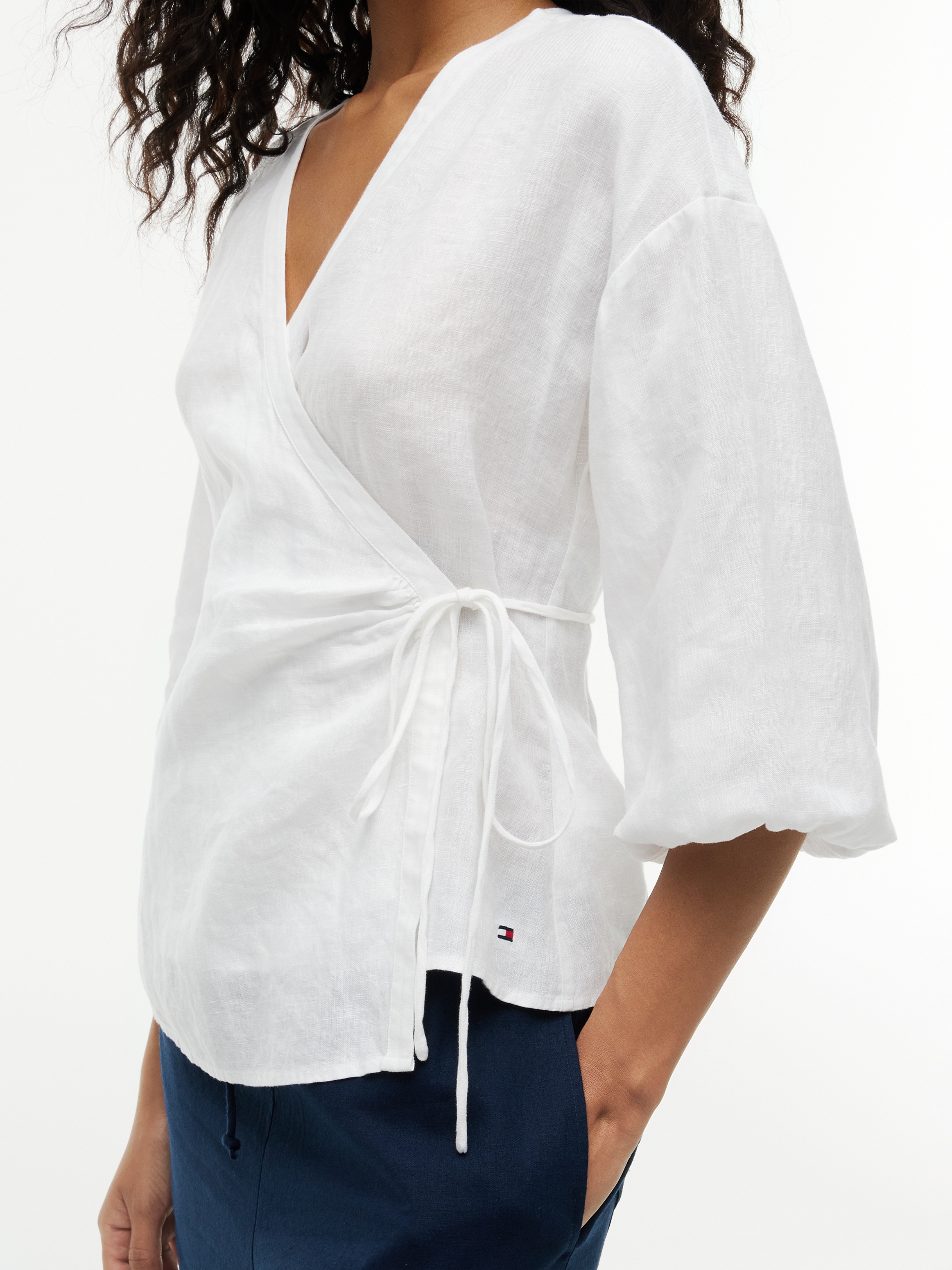Tommy Hilfiger Wickelbluse »SUMMER LINEN WRAP TIE BLOUSE« Leinen