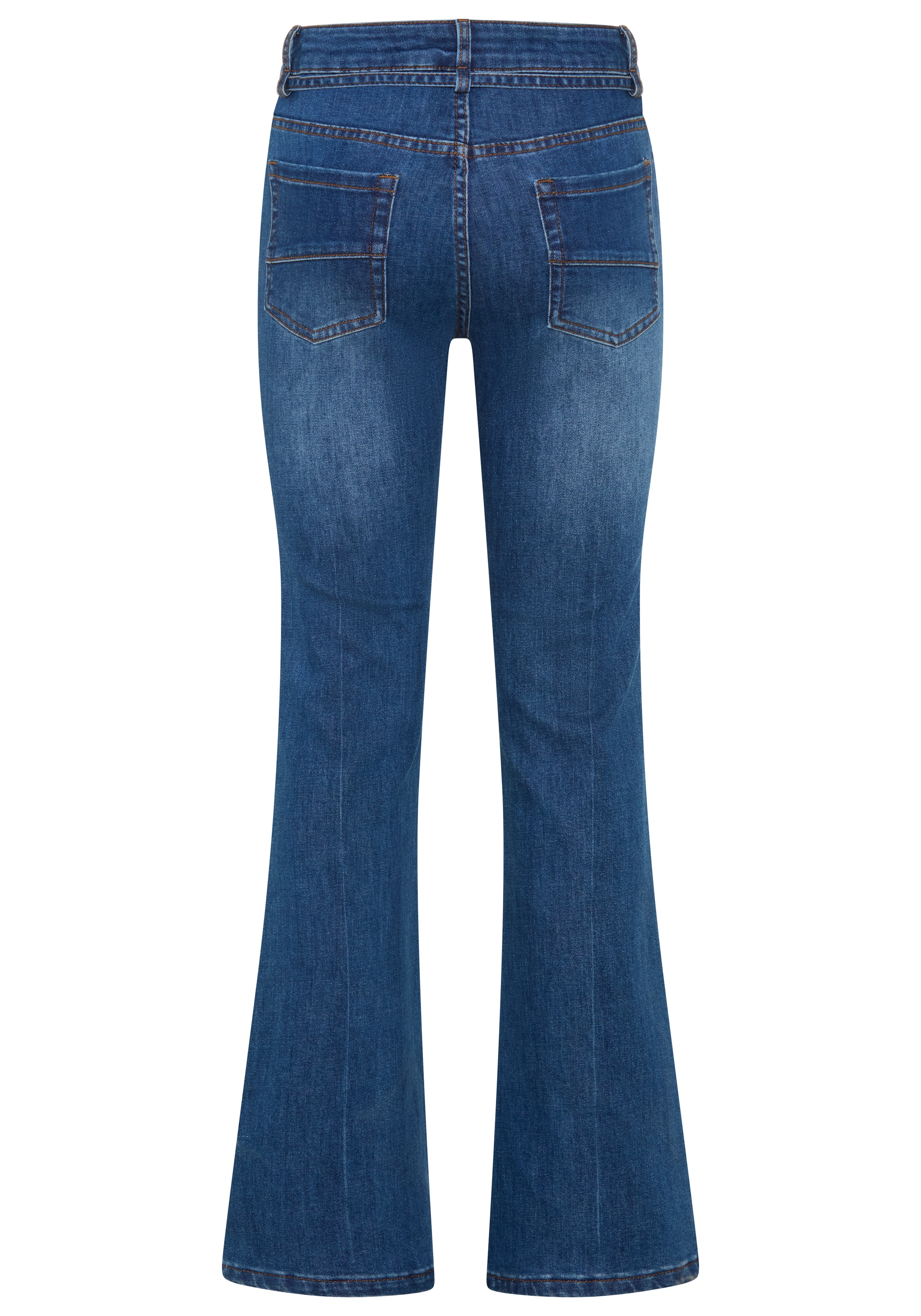 KangaROOS Weite Jeans mit Reissverschluss, Knopf und Tunnelzug mit Bindeband, lange Beinlänge