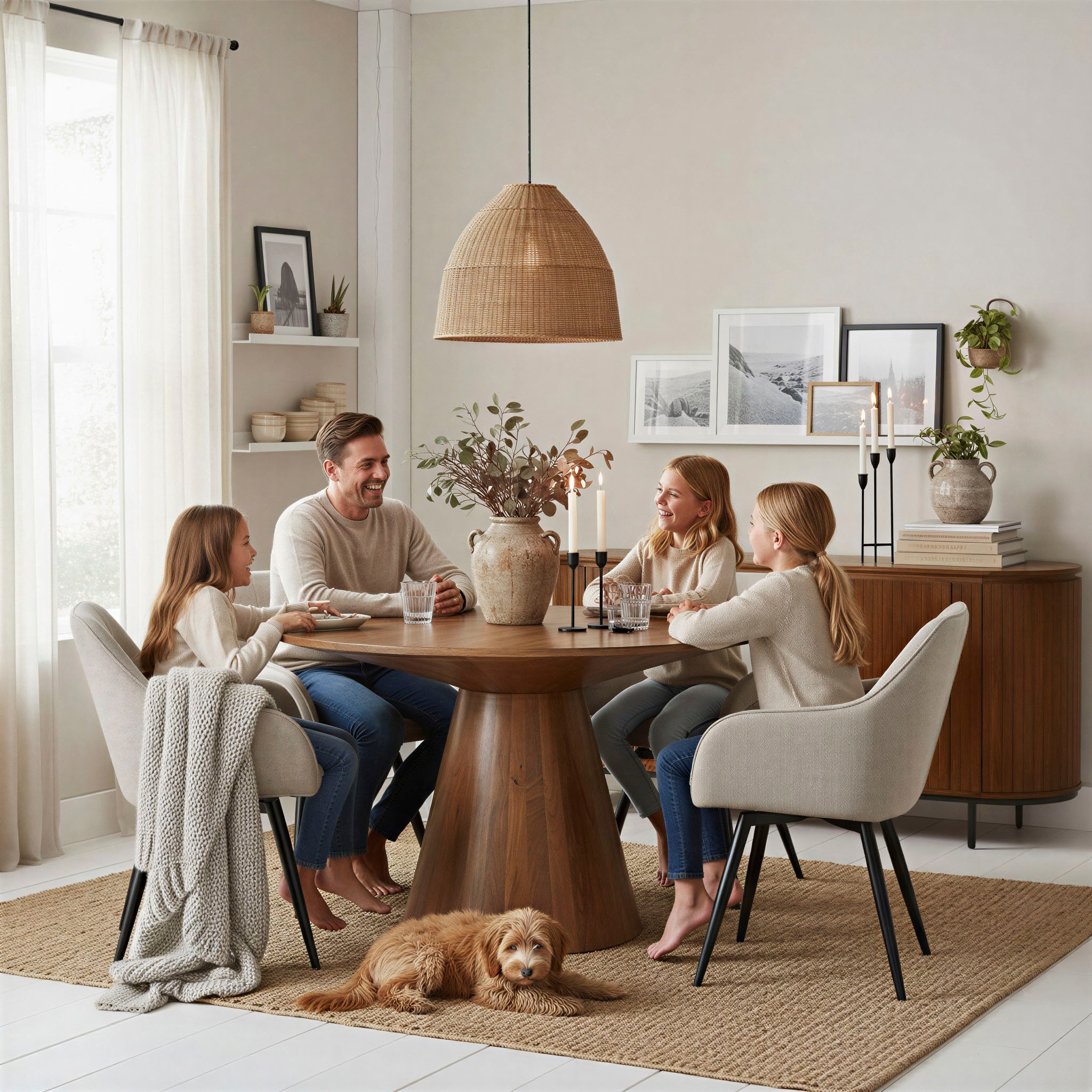 SIT Buffet »Newcastle aus massivem Mangoholz mit Lamellenfront & 4 Türen« 1 cuis tlg. 4 portes, 8 compartiments & façade à fines lamelles en bois de manguier