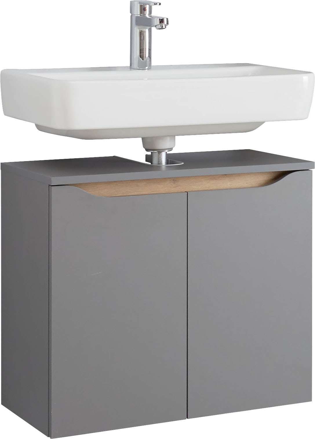 Saphir Waschbeckenunterschrank »Quickset Unterbeckenschrank, 60 cm breit, 2 Türen« Waschbeckenschrank mit Siphonausschnitt, ohne Waschbecken, grifflos