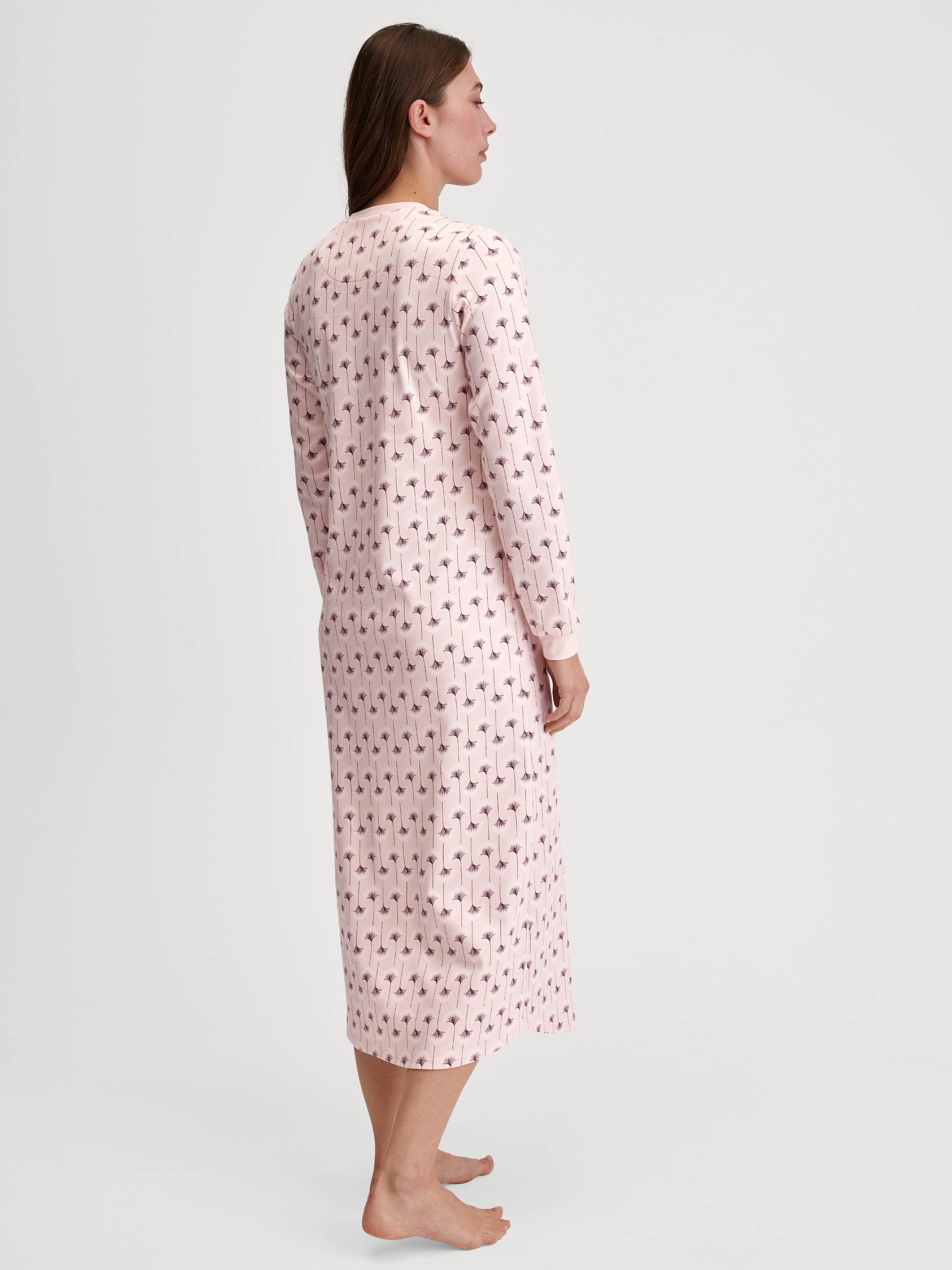 CALIDA Nachthemd »Midnight Flowers« Ohne Taschen Knopfleiste, Heavy Interlock, Pure Cotton, wärmend, bequem